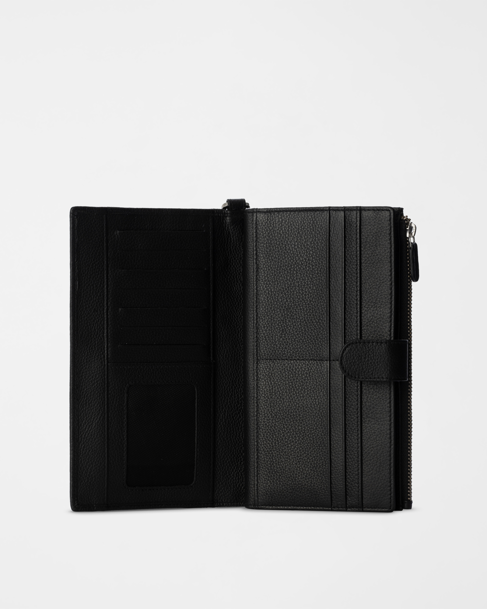 Men&rsquo;s Long Wallet in Genuine Black Leather, BLACK, large