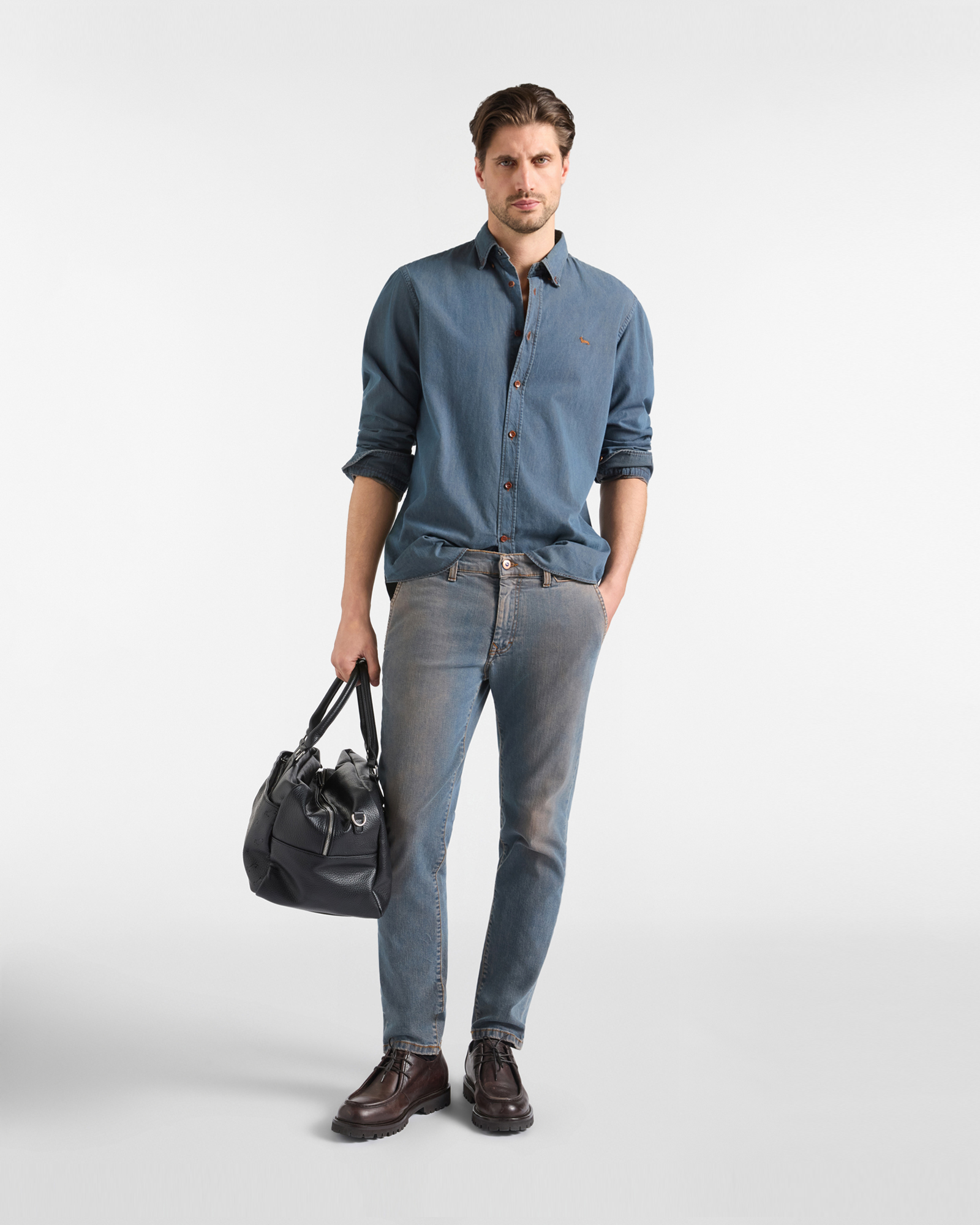 Men&rsquo;s narrow-fit 5-pocket jeans Made in Italy EarthDye Capsule, DARK PURPLE, large