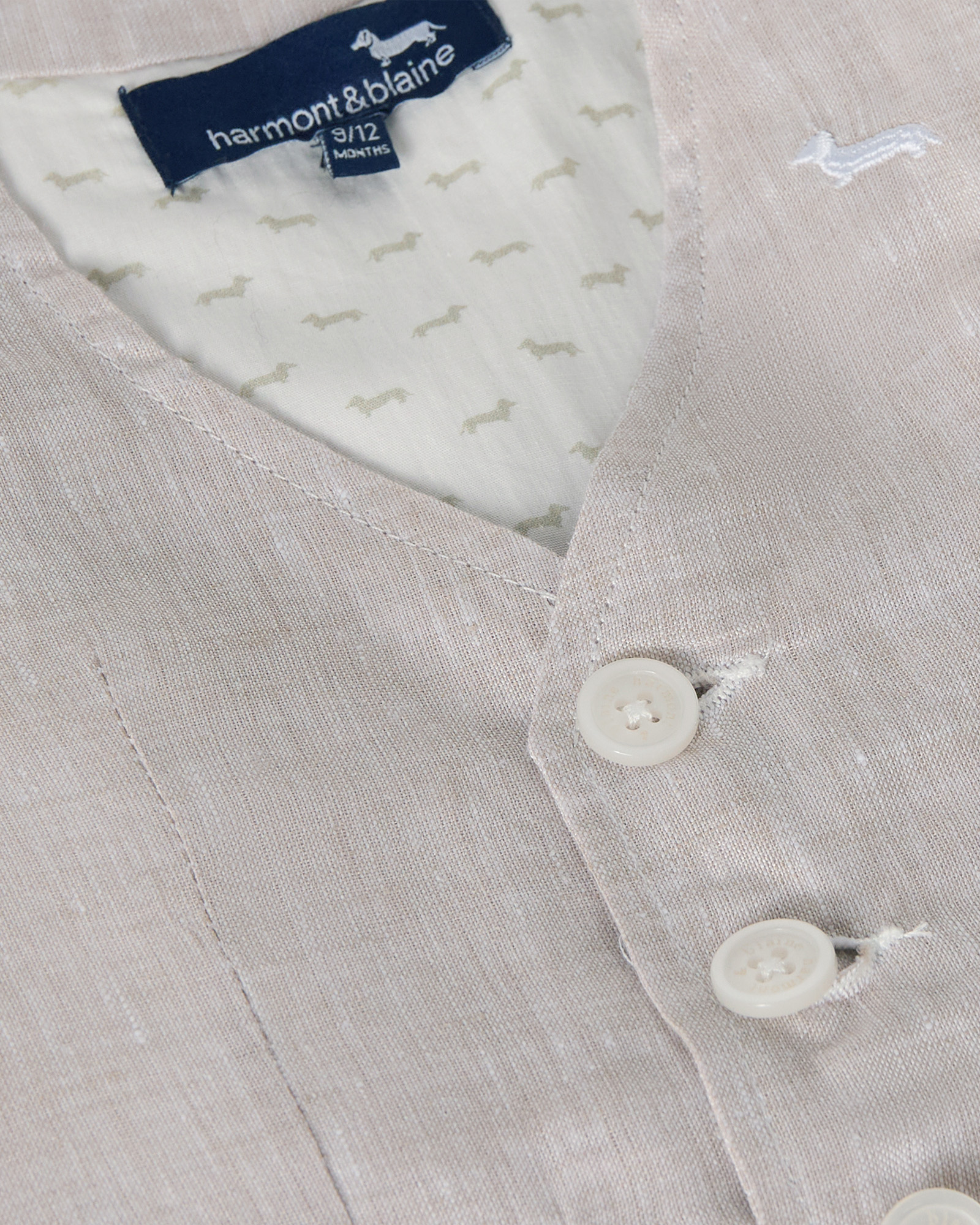 Gilet in lino con ricamo logo, Ecrù, large image number 2