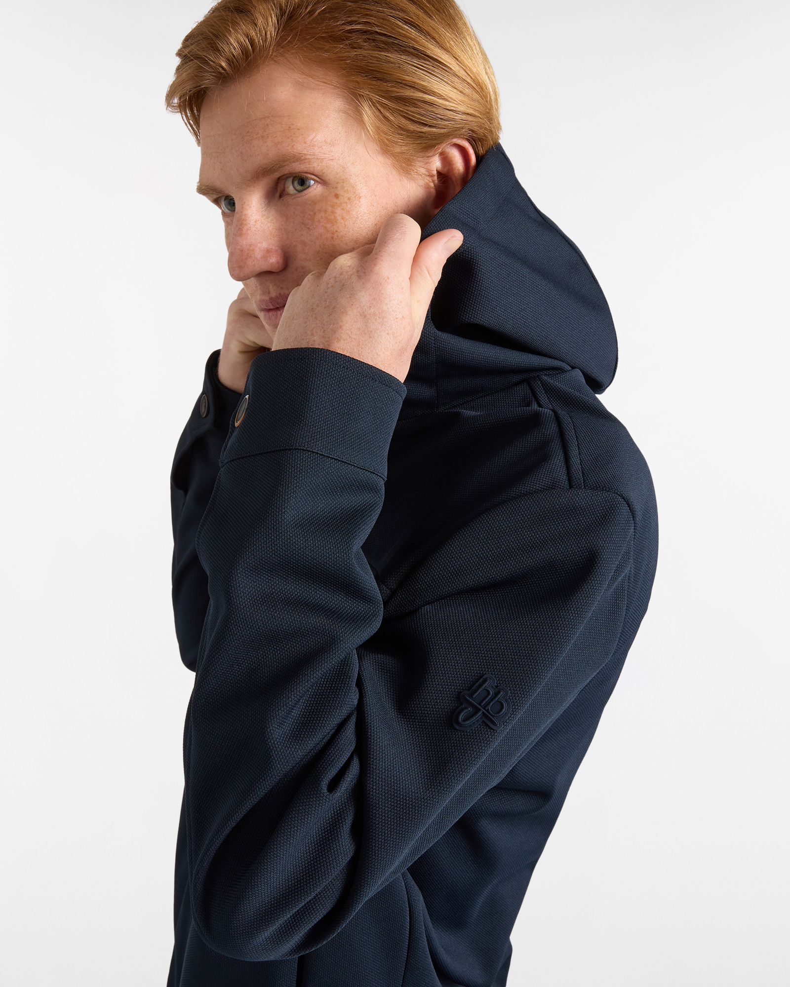 Giubbino in Dobby Doppiato con Jersey, Blu scuro, large image number 2