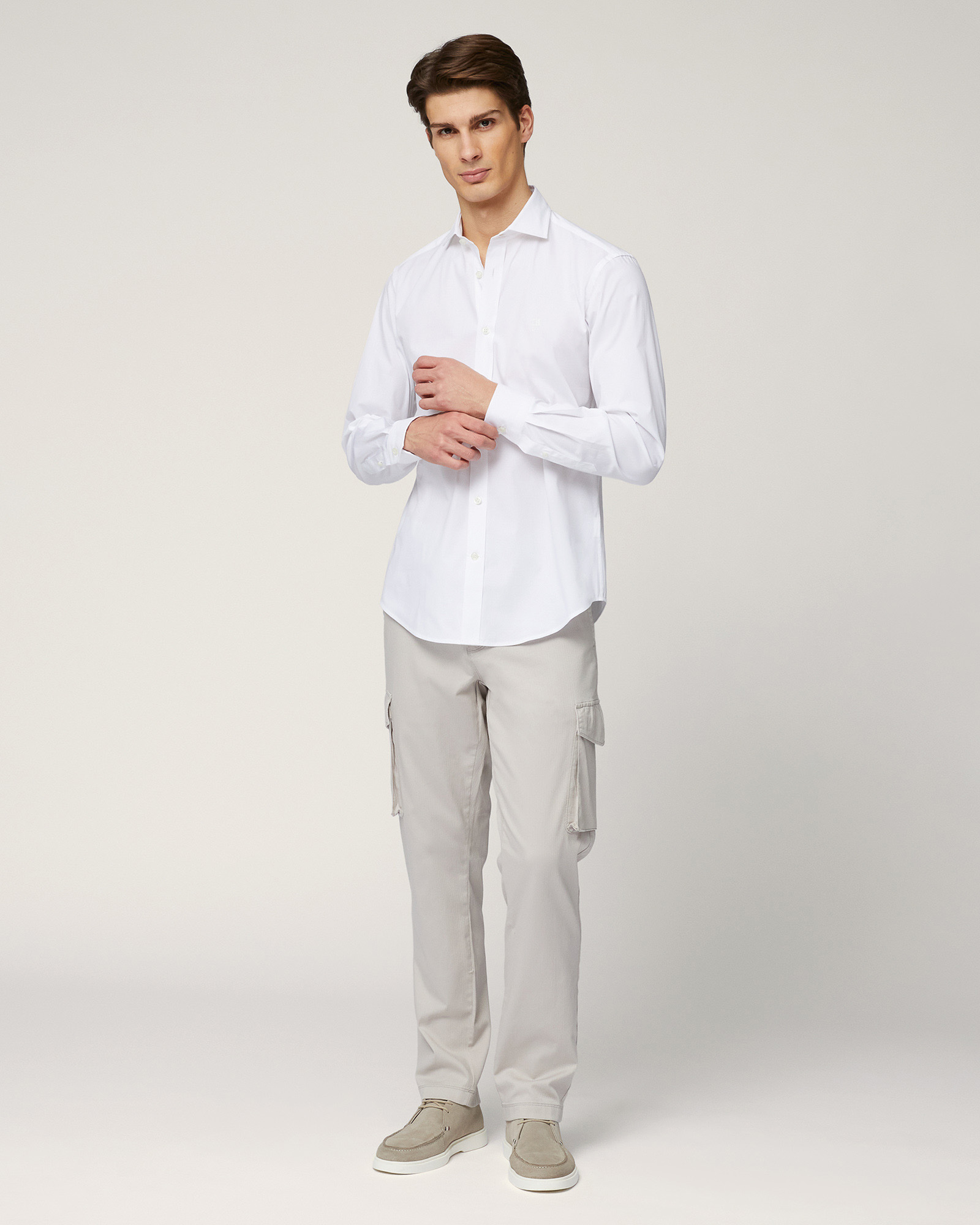 Shirt with Spread Collar, White, large image number 3
