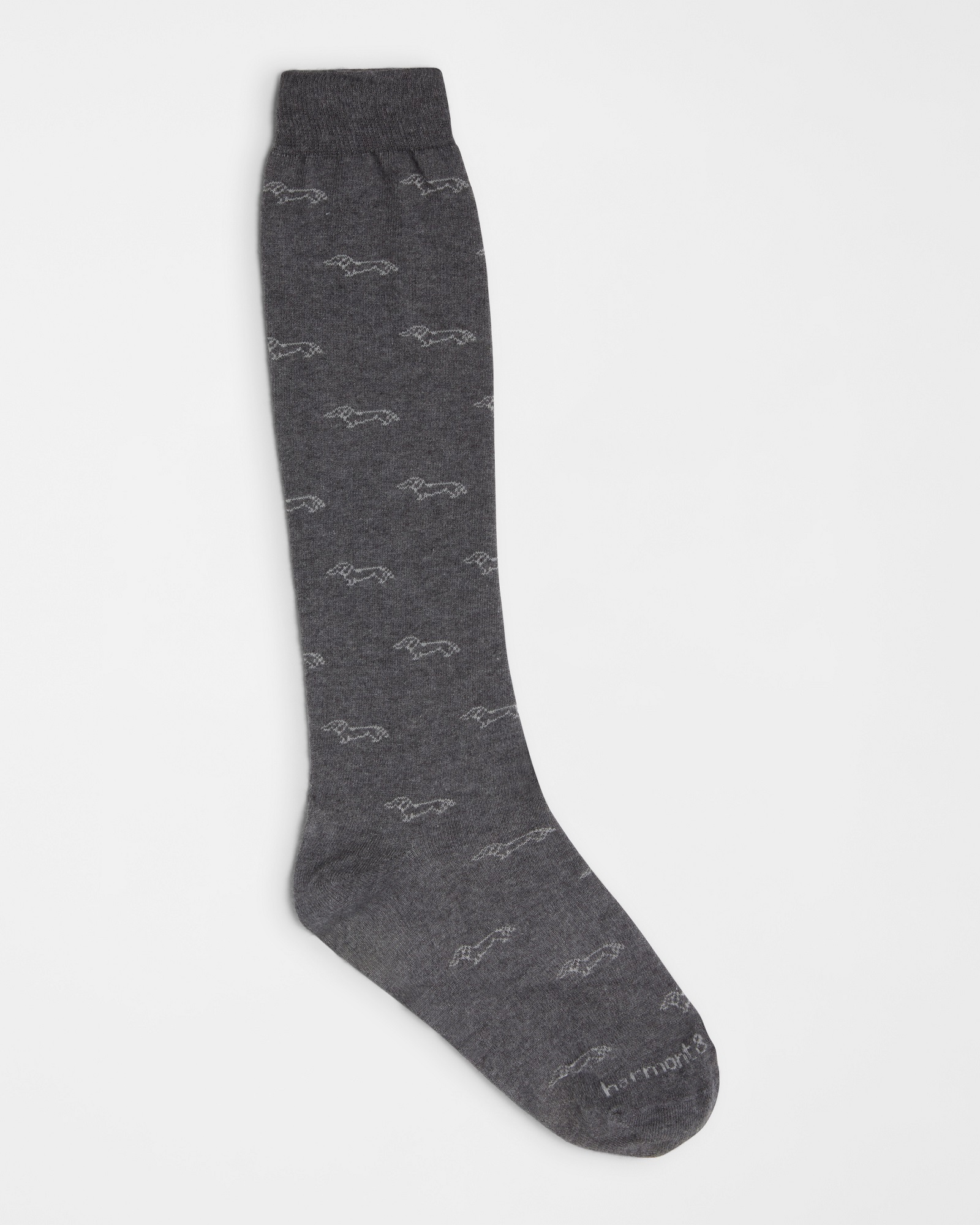 Long Socks with All-Over Dachshund, Gray, large