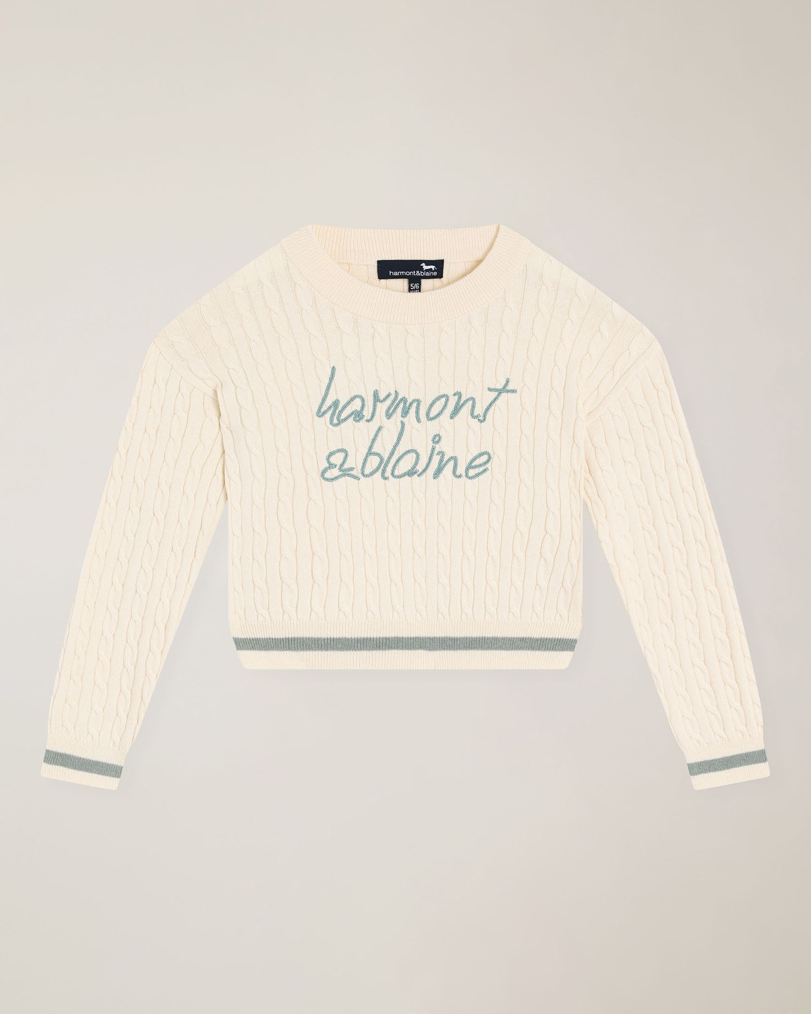 Cable knit sweater with logo embroidery