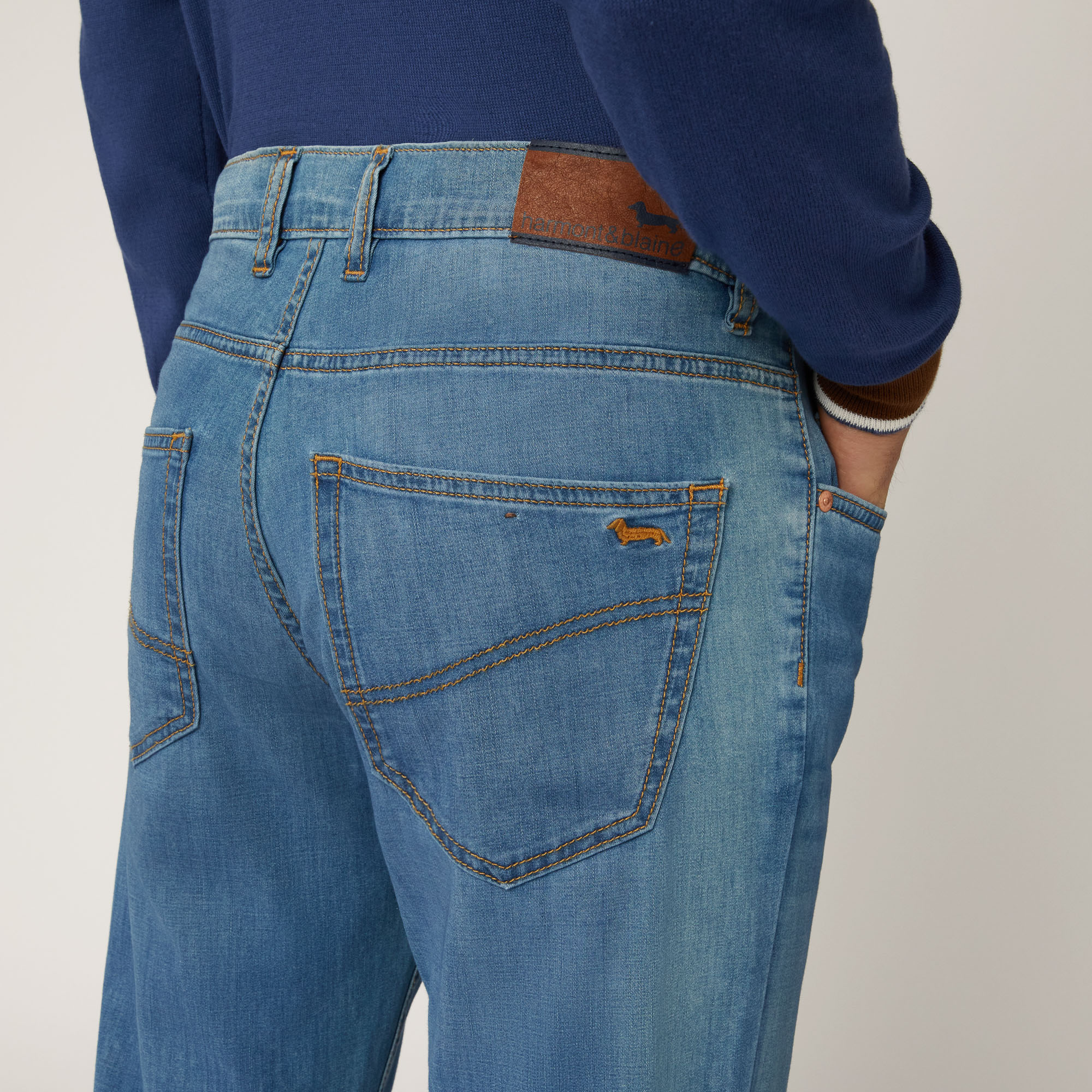 Pantaloni Narrow Fit In Denim, Blu Denim, large image number 2