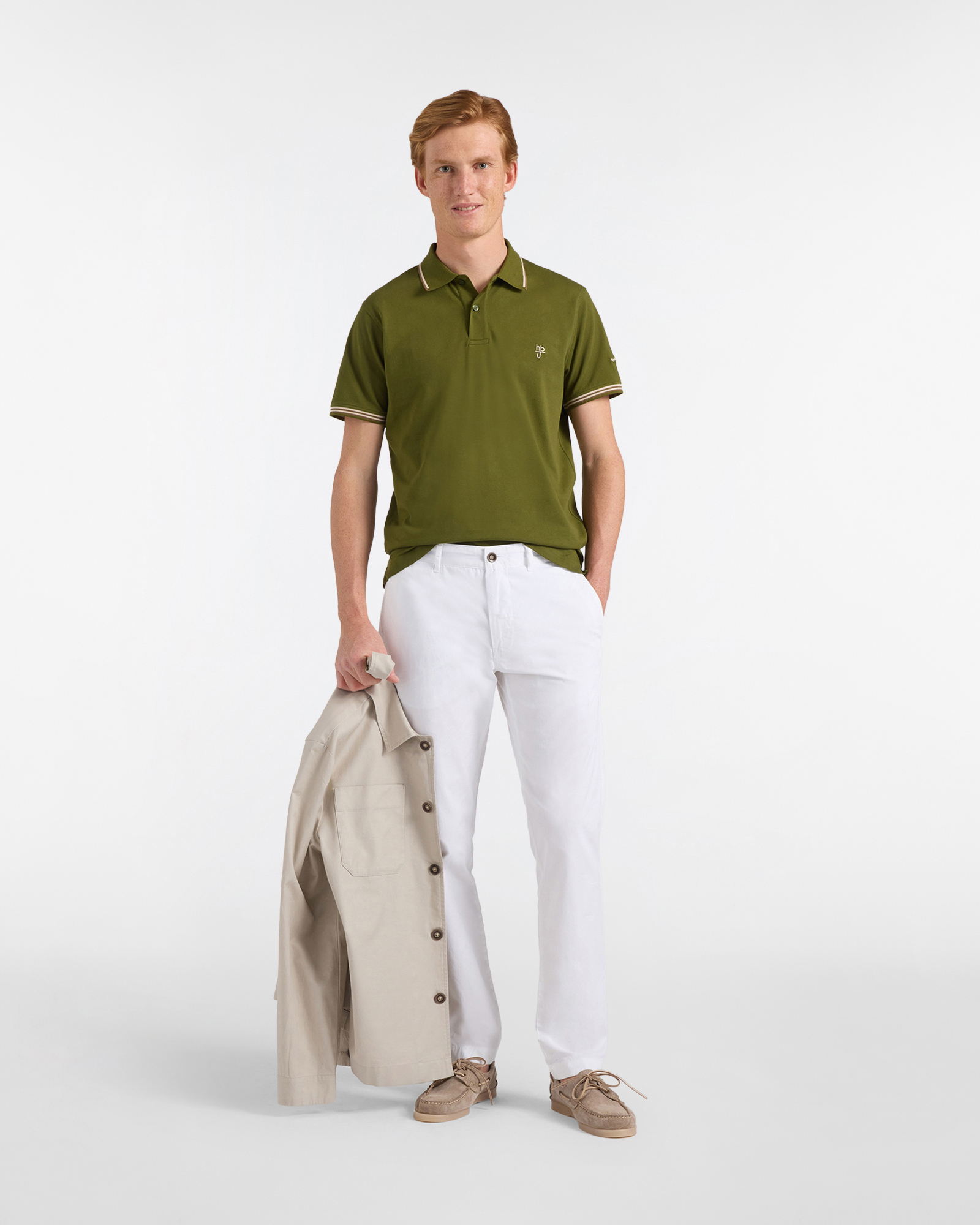 Polo uomo narrow fit con doppio logo, Verde militare, large image number 3