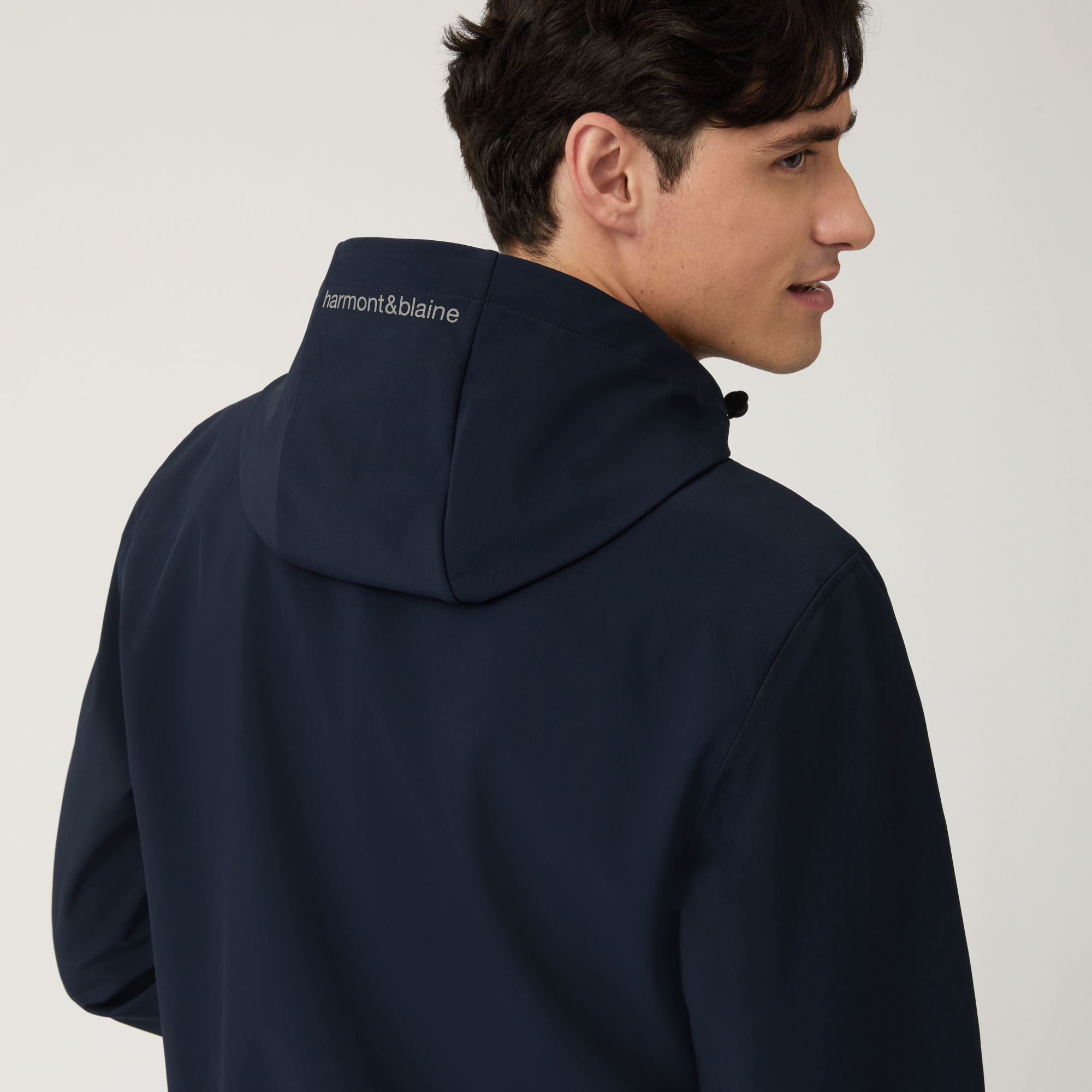 Bomber In Softshell Con Cappuccio, Blu Navy, large image number 2