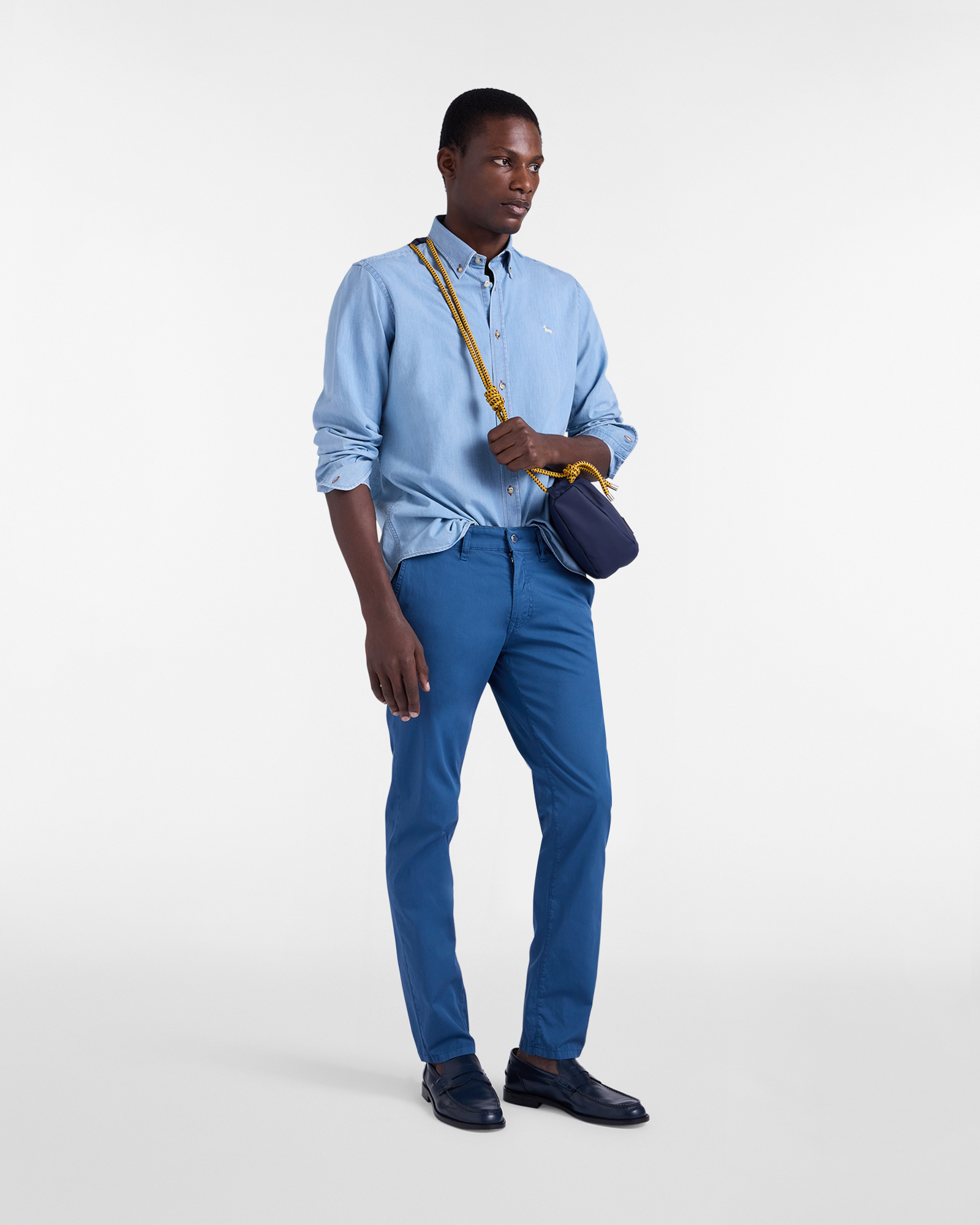 Camisa de hombre en denim regular fit, Celeste, large image number 3