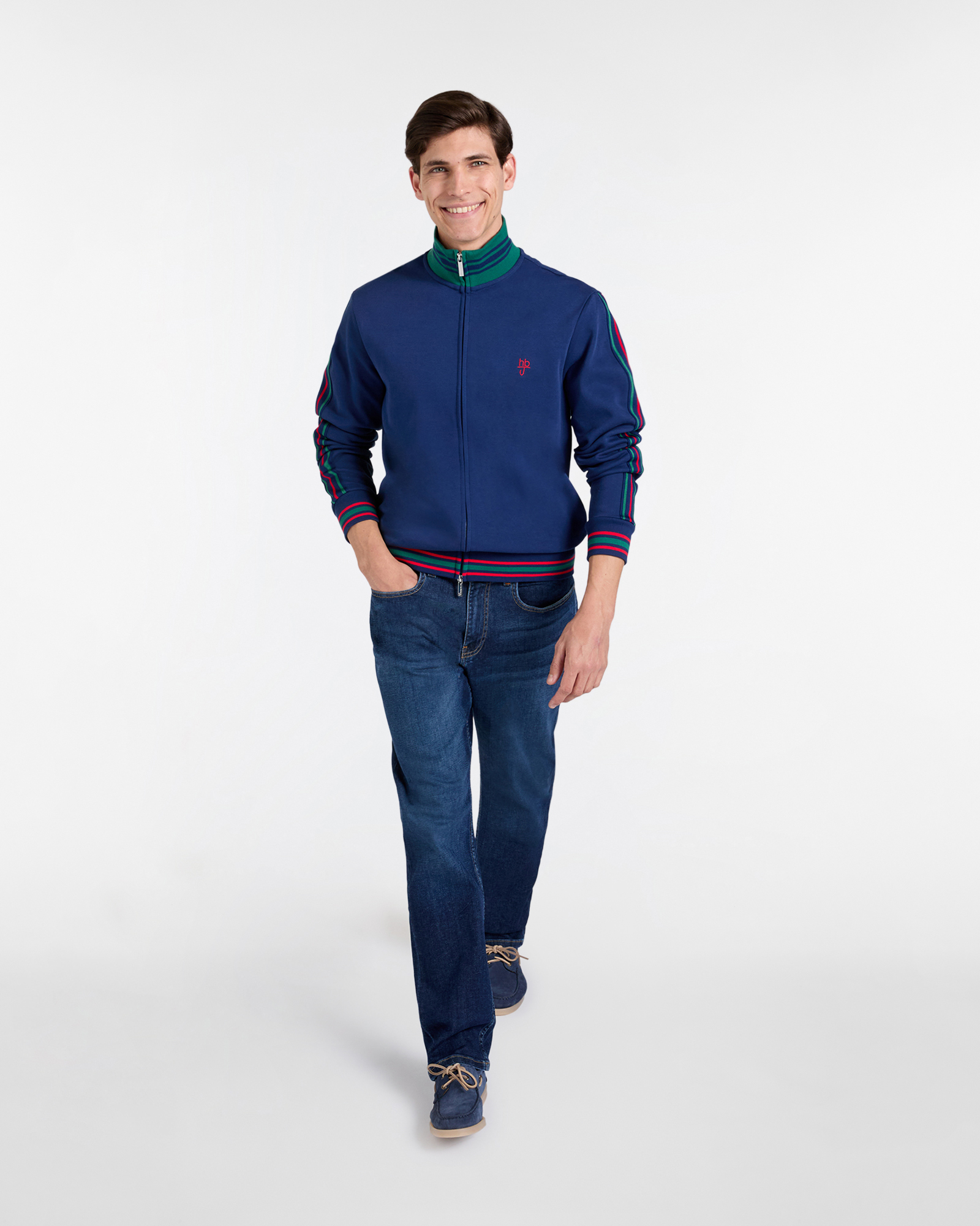 Felpa Uomo Full Zip in Piquet, Blu chiaro, large image number 3