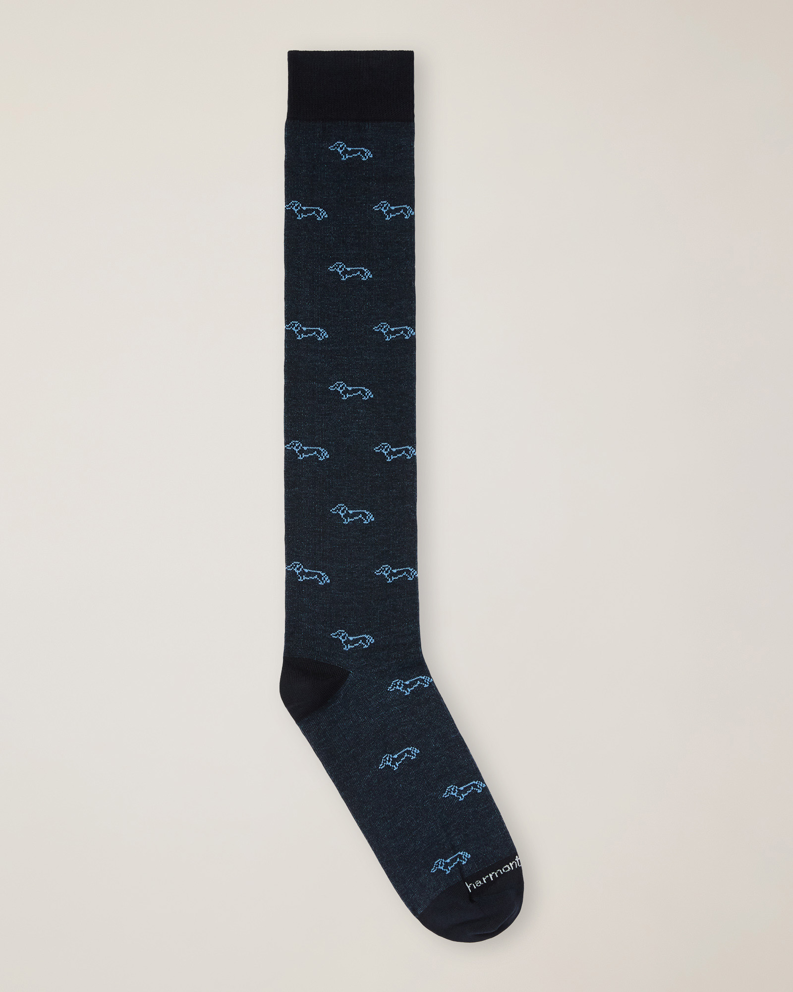 Calze Lunghe Bassotto All Over, Blu Navy, large