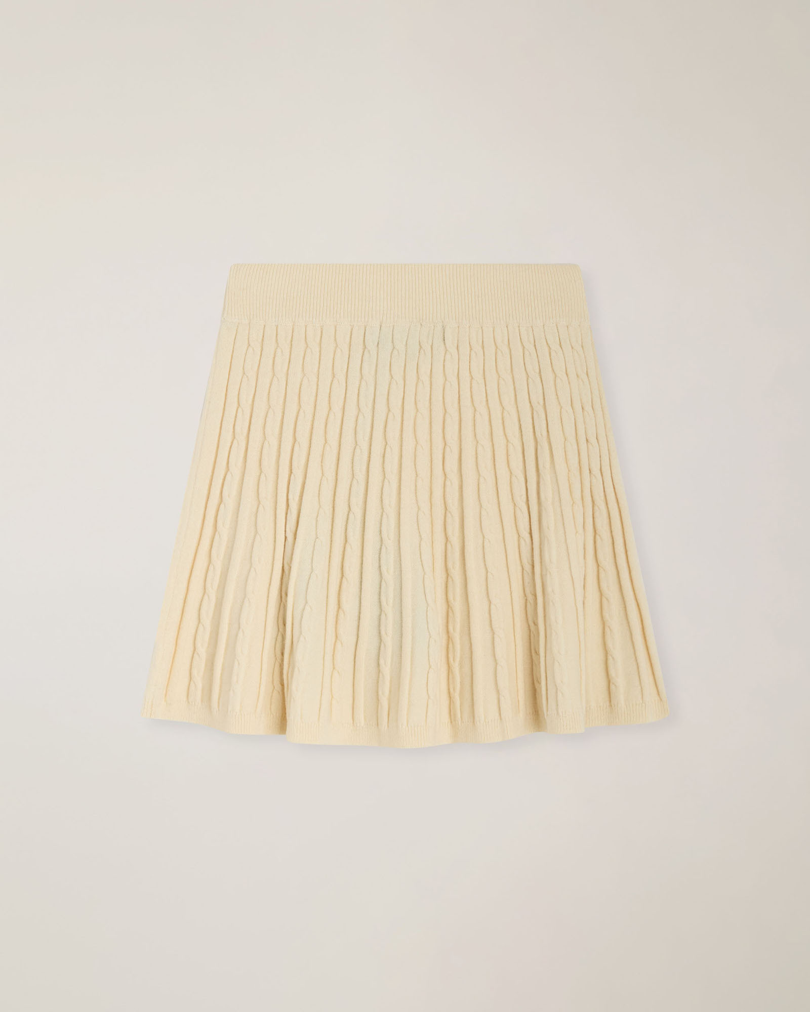 Knitted skirt with cable knit & embroidered logo, Beige, large image number 1
