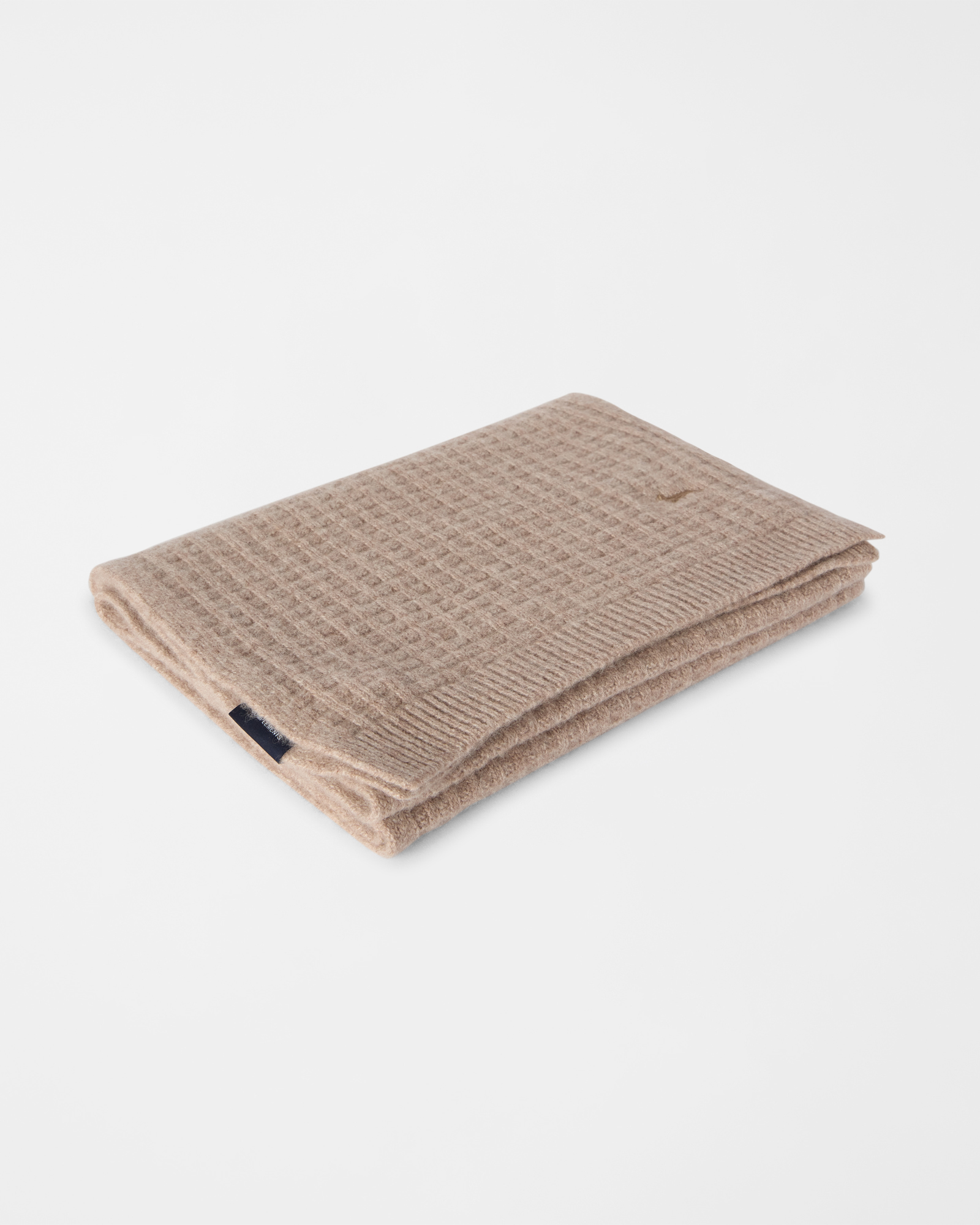 Men&rsquo;s pure cashmere knitted scarf, BEIGE, large