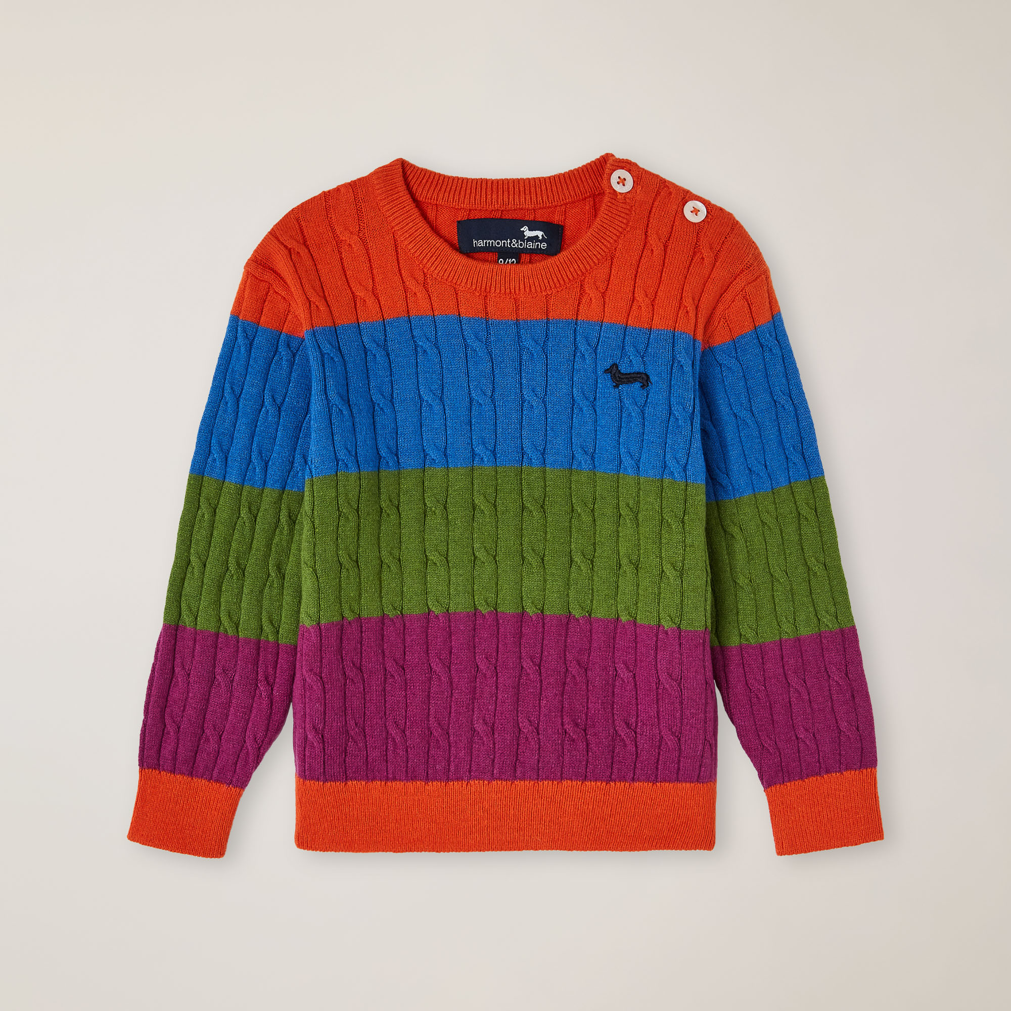 Jersey de cuello redondo trenzado multicolor, multicolor, large image number 0