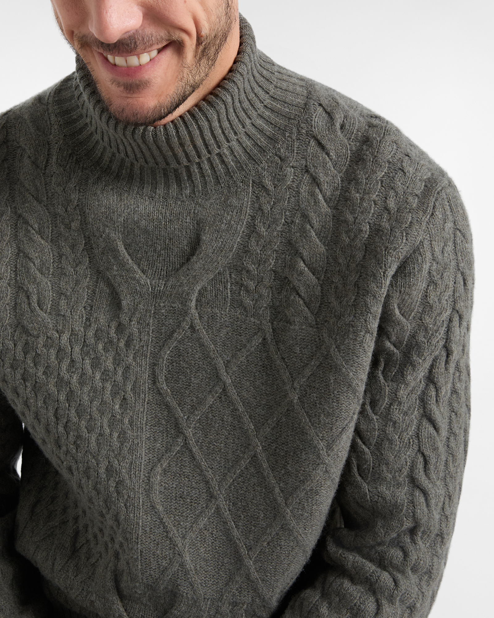 Men's Made in Italy turtleneck sweater 100% pure wool with regular fit, PETROLEUM GREEN, large