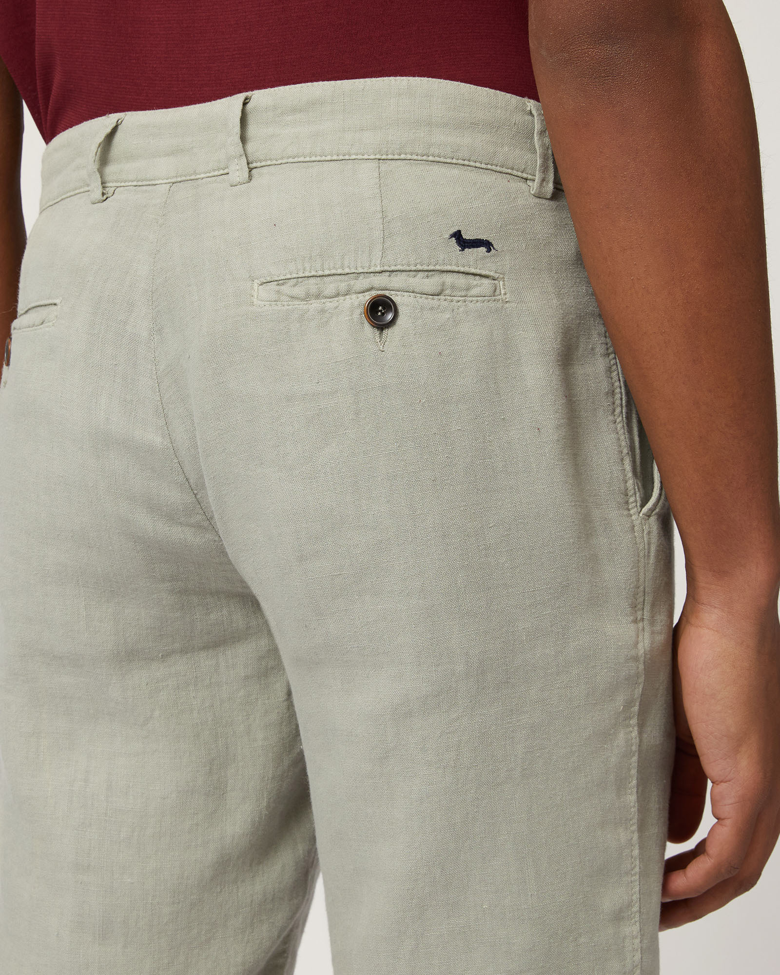 Regular Fit Linen Bermuda Shorts, Moss Green, large image number 2