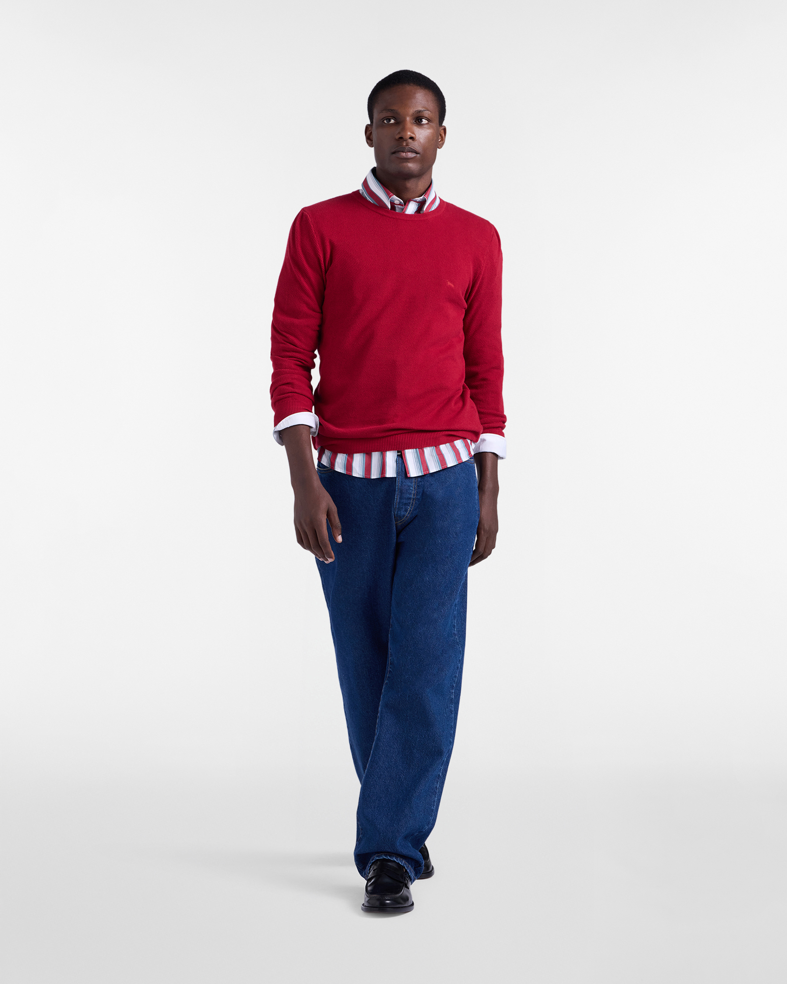 Crewneck pullover with 3D processing, Red, large image number 3