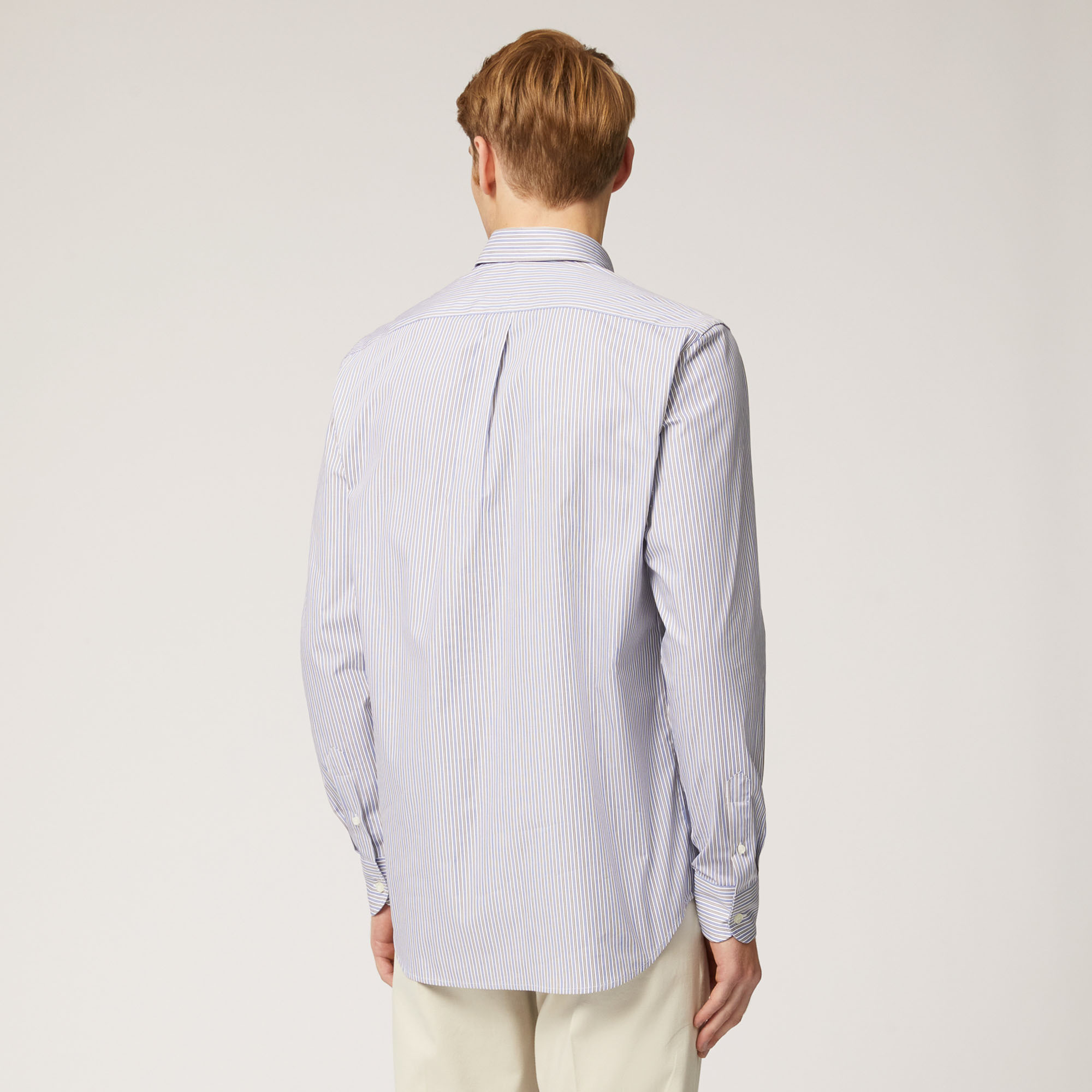 Camicia In Cotone A Righe , Marrone Scuro, large image number 1