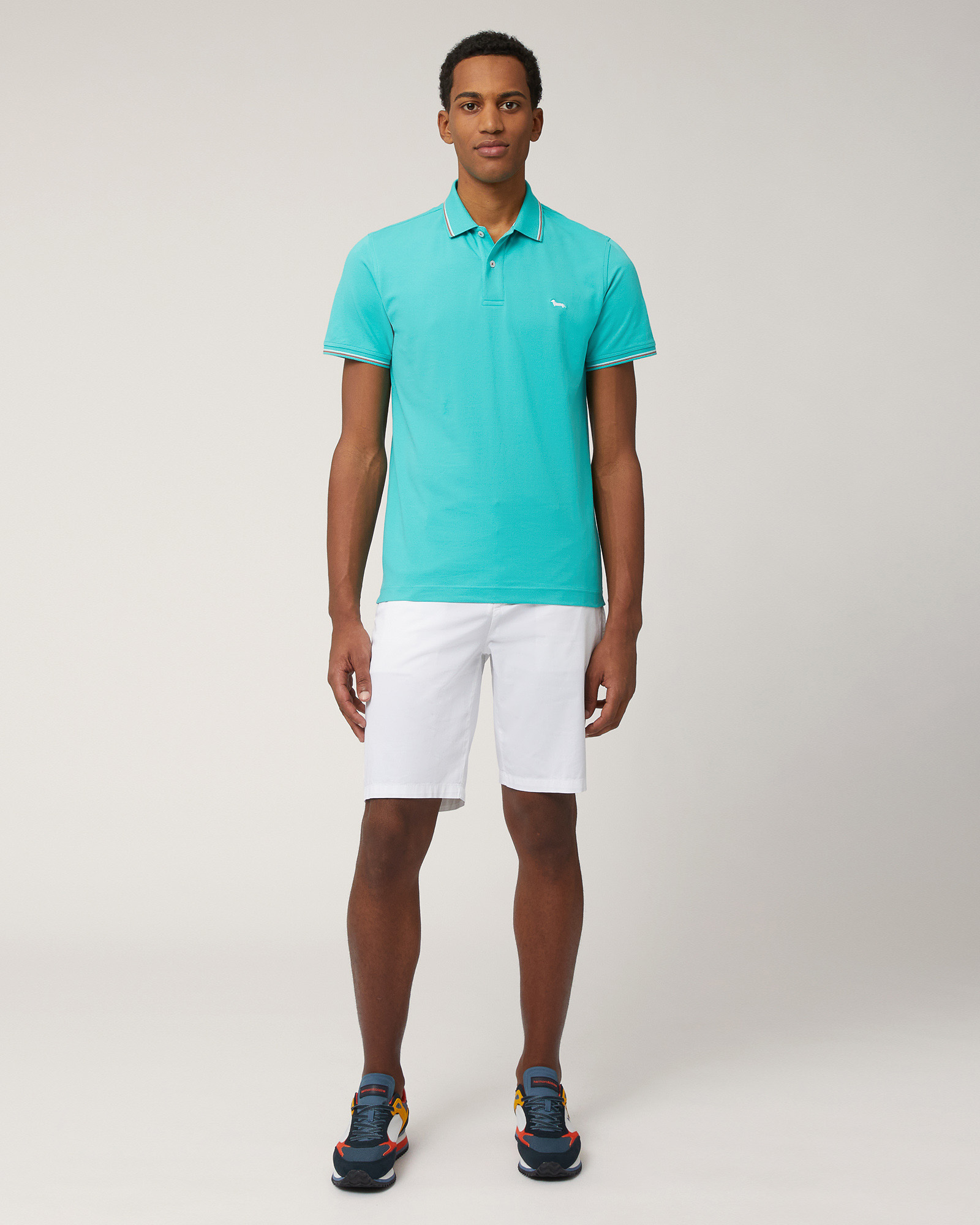 Polo with Striped Details, Turquoise, large image number 3