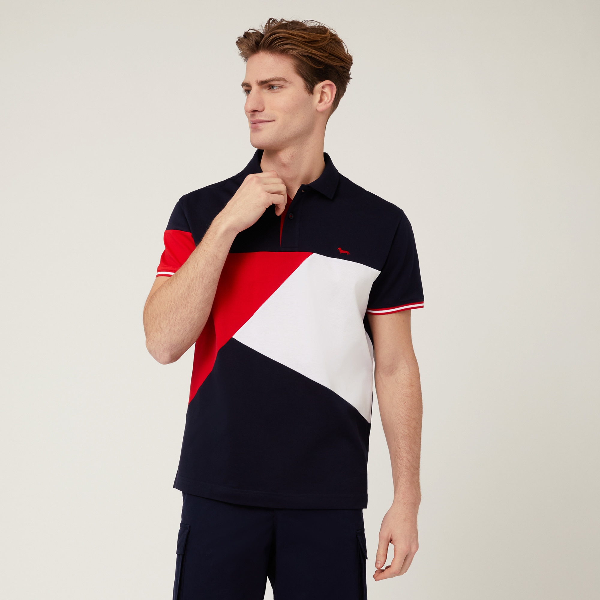 Poloshirt mit Colorblocking-Effekt, Hellrot, large