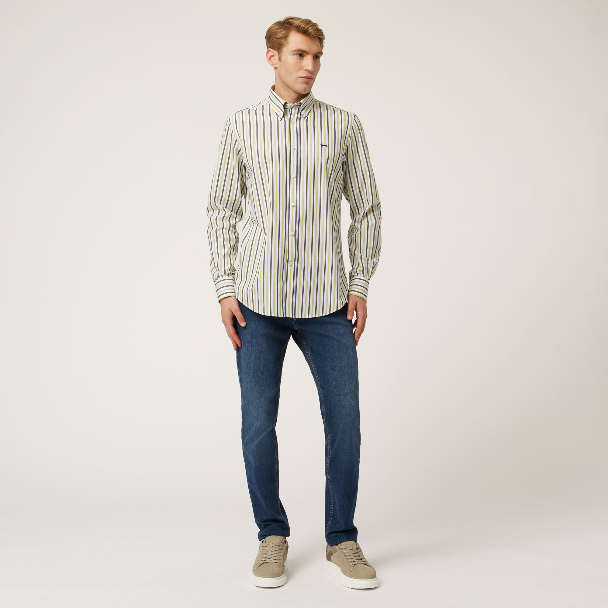 Striped Cotton And Lyocell Shirt, Green, large image number 3