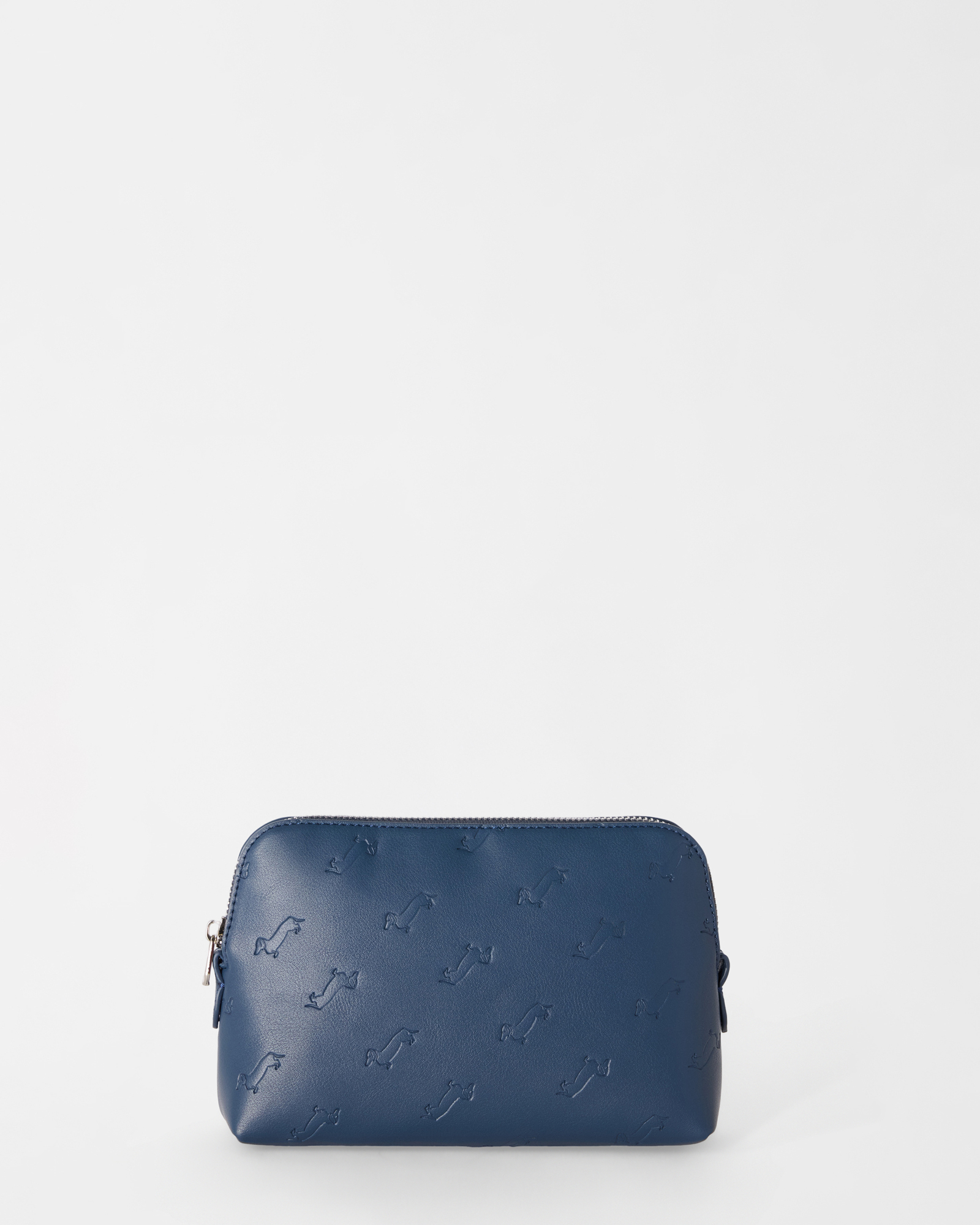 Women's dark blue clutch with all-over dachshund print