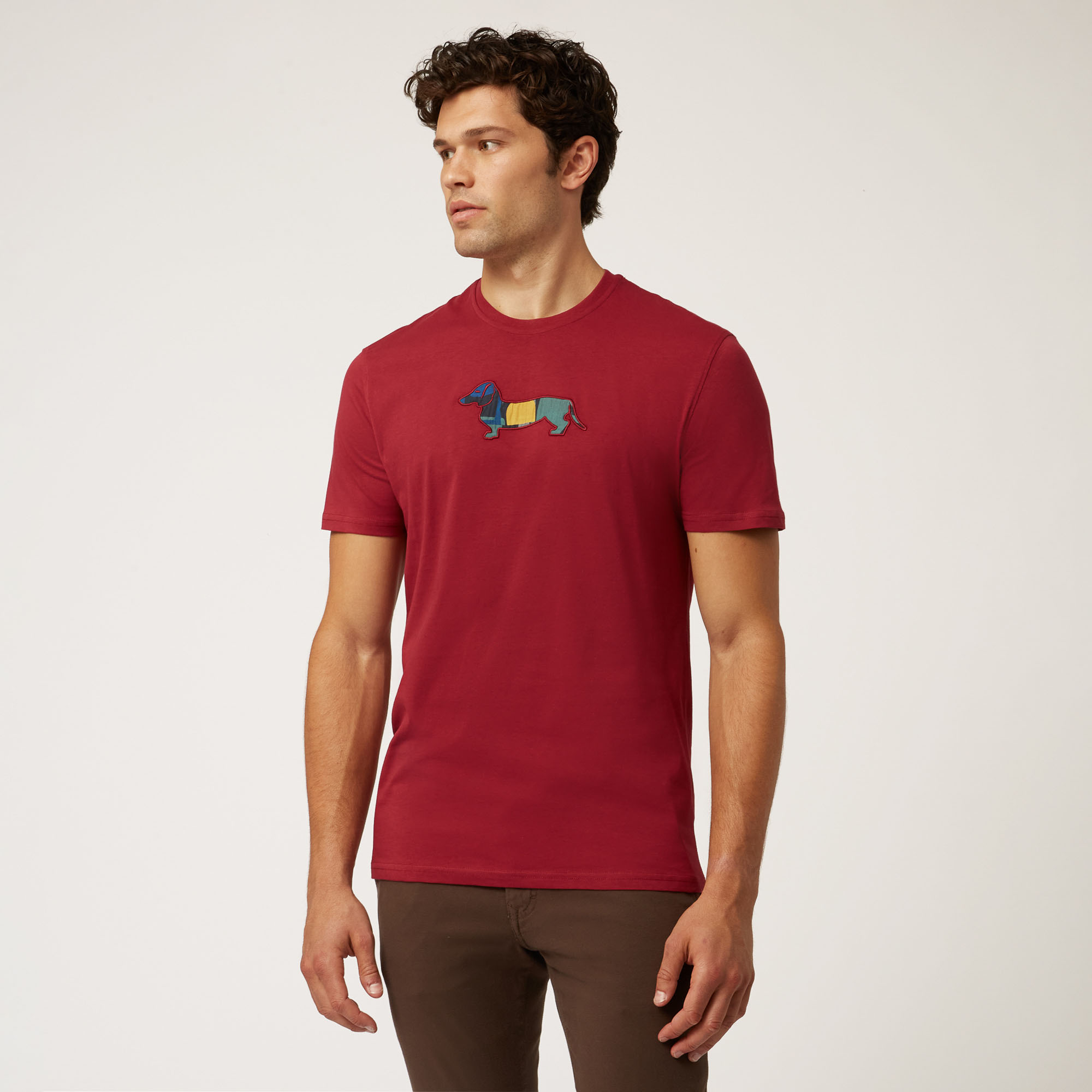 T-Shirt In Cotone Con Bassotto Multicolor, Porpora, large image number 0