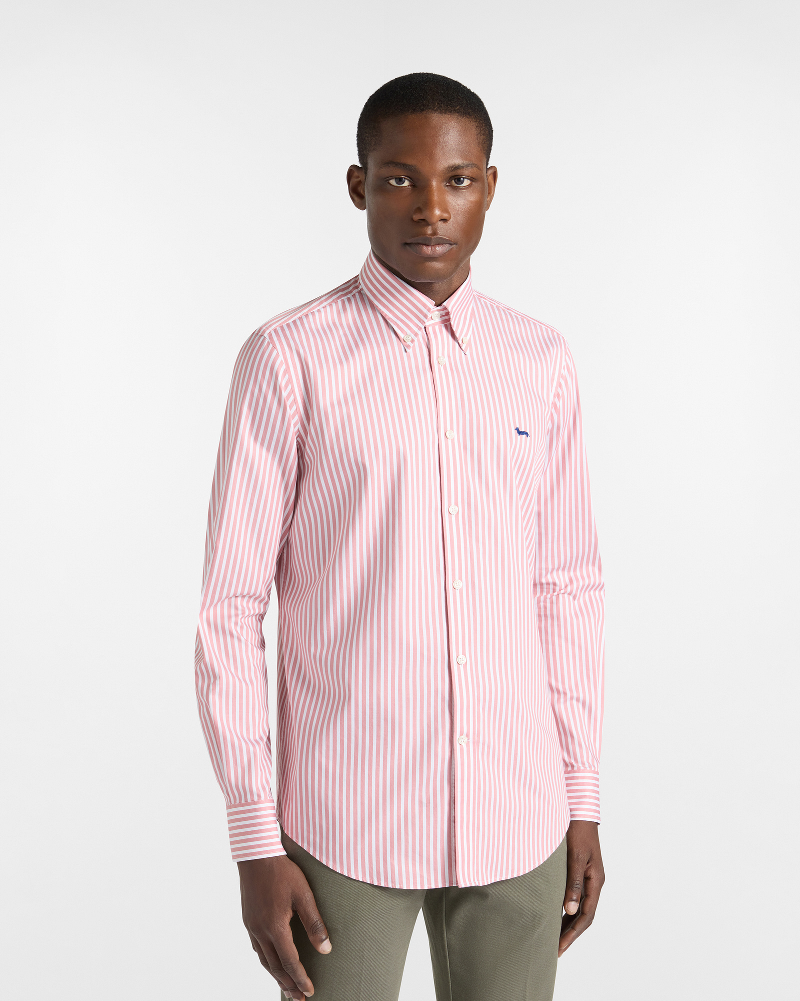 Striped Shirt with Dachshund, Antique Pink, large
