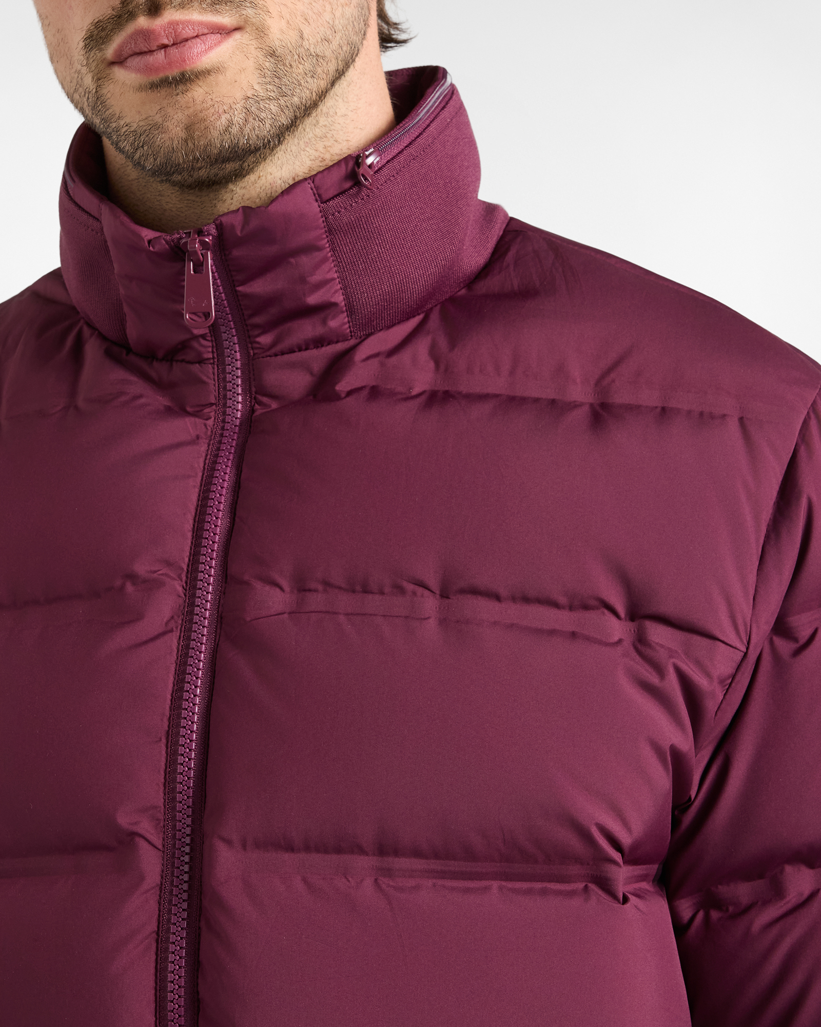 Bomber Uomo con collo in costina in tessuto tecnico, VIOLA SCURO, large