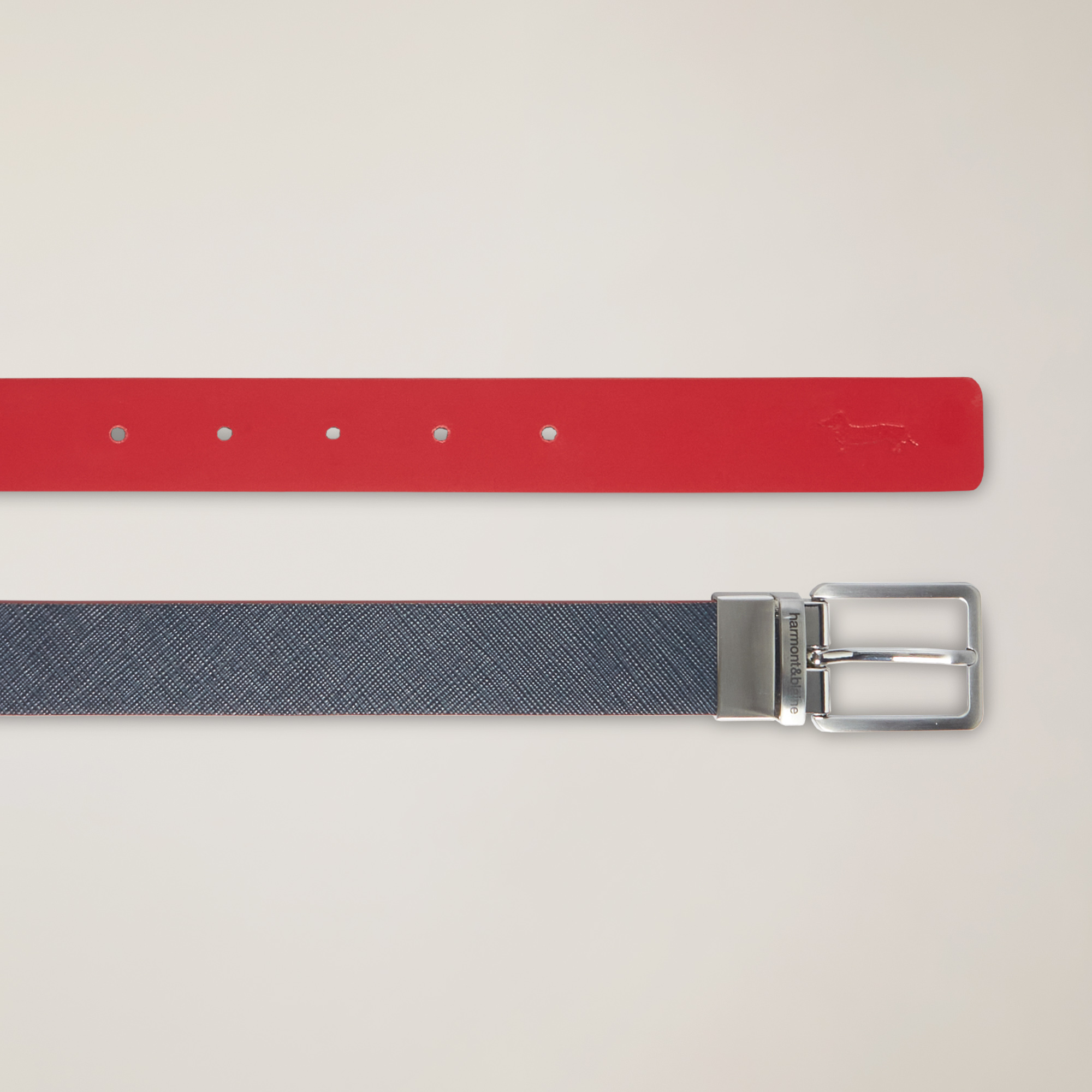 Two-Tone Belt With Lettering, Blue/Red, large image number 1