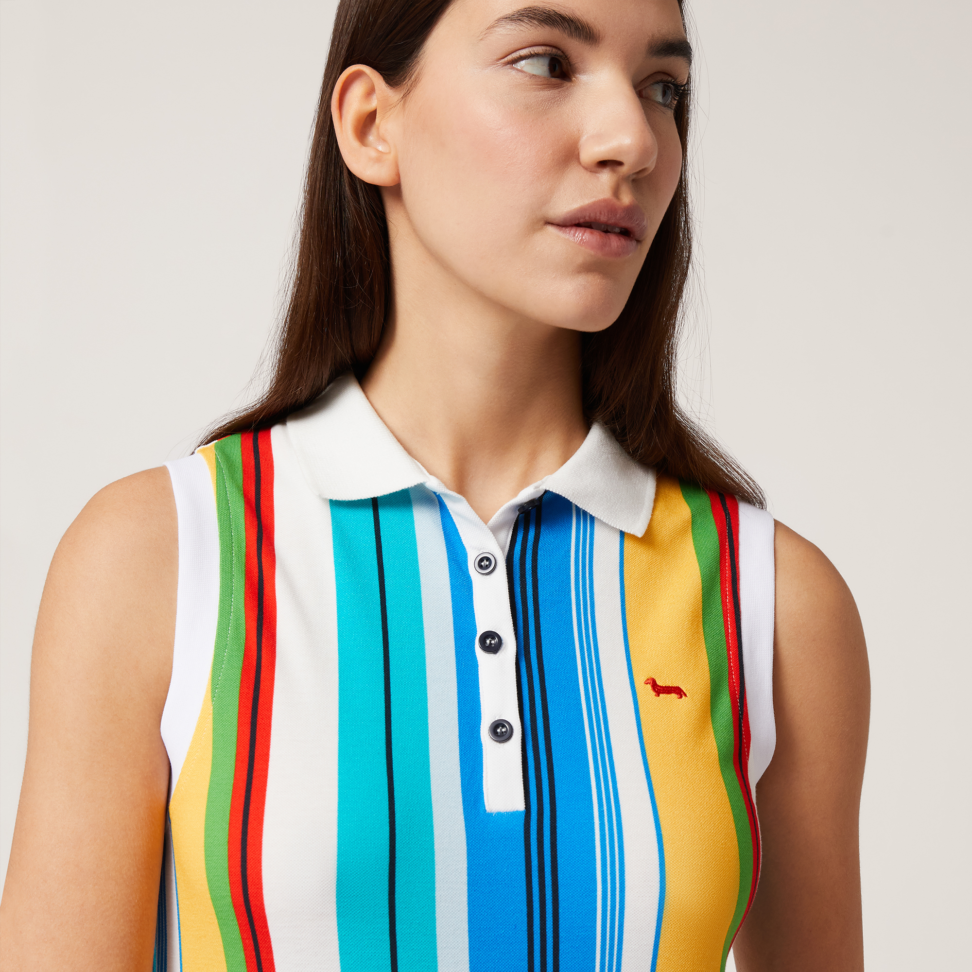 Multicolored Sleeveless Polo, Canary Yellow, large image number 2