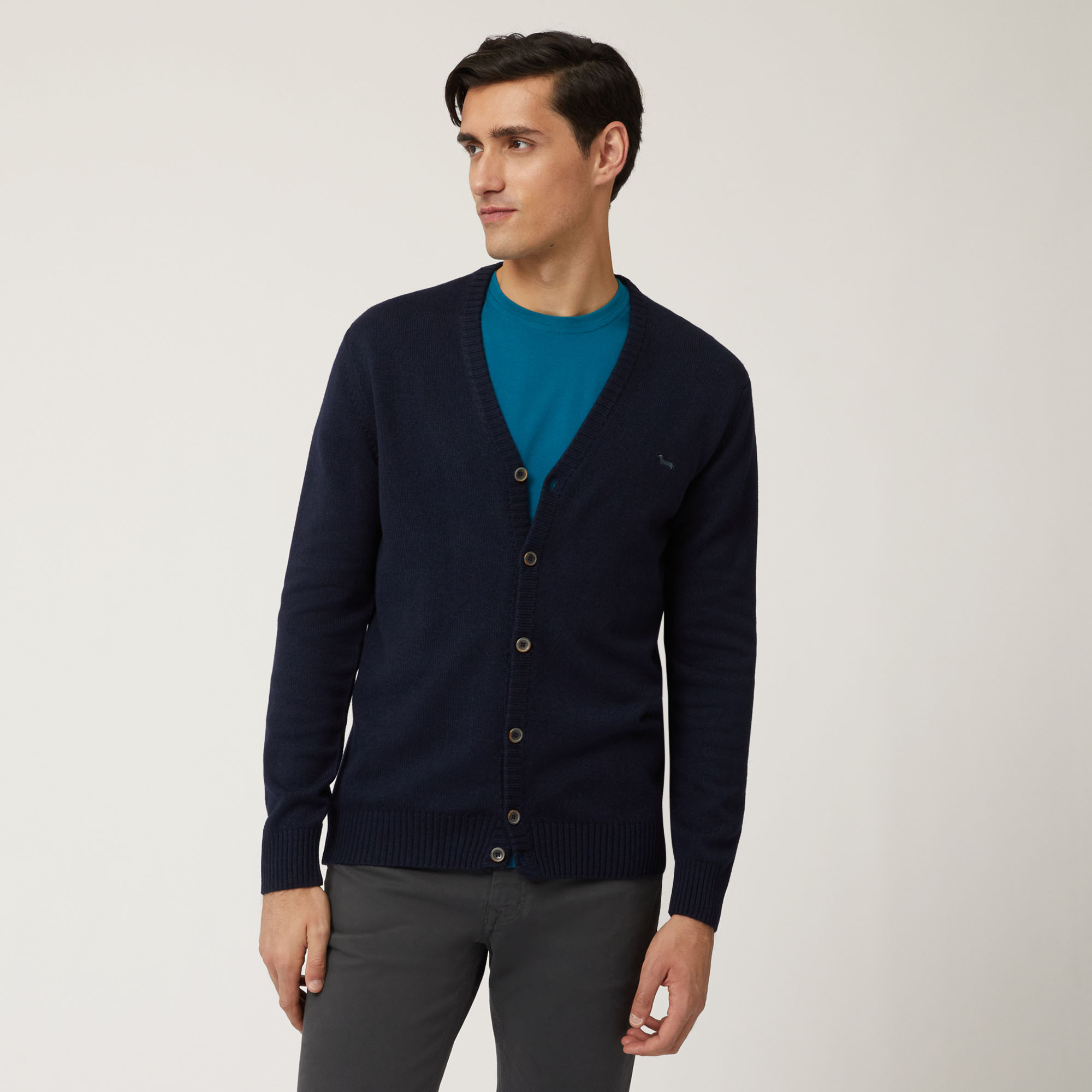 Cardigan Con Scollo A V E Bottoni, Blu Chiaro, large image number 0