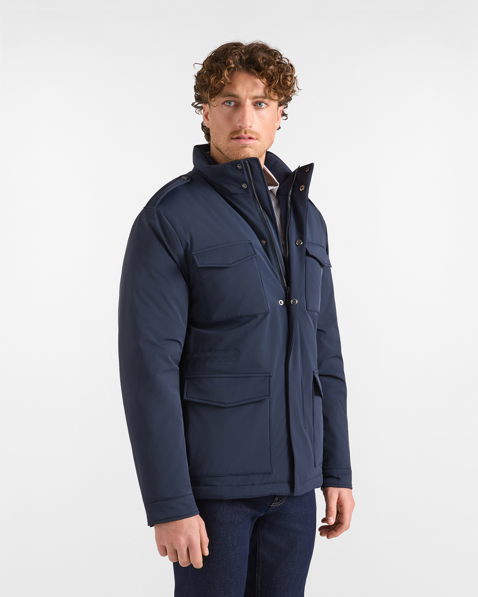 Giubbino HBJ Uomo con collo standup, imbottito in nylon, BLU SCURO, large