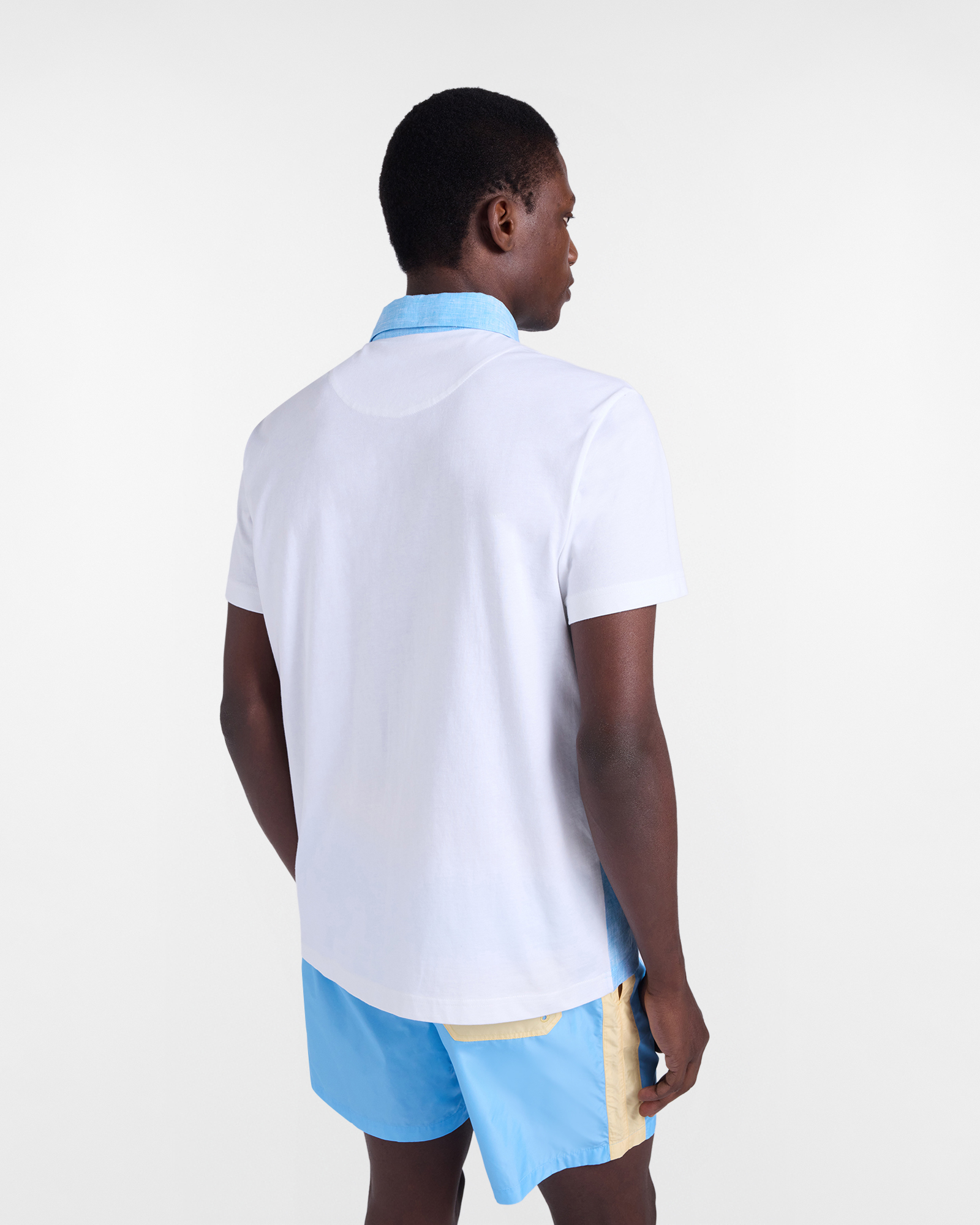Men's linen and jersey polo shirt