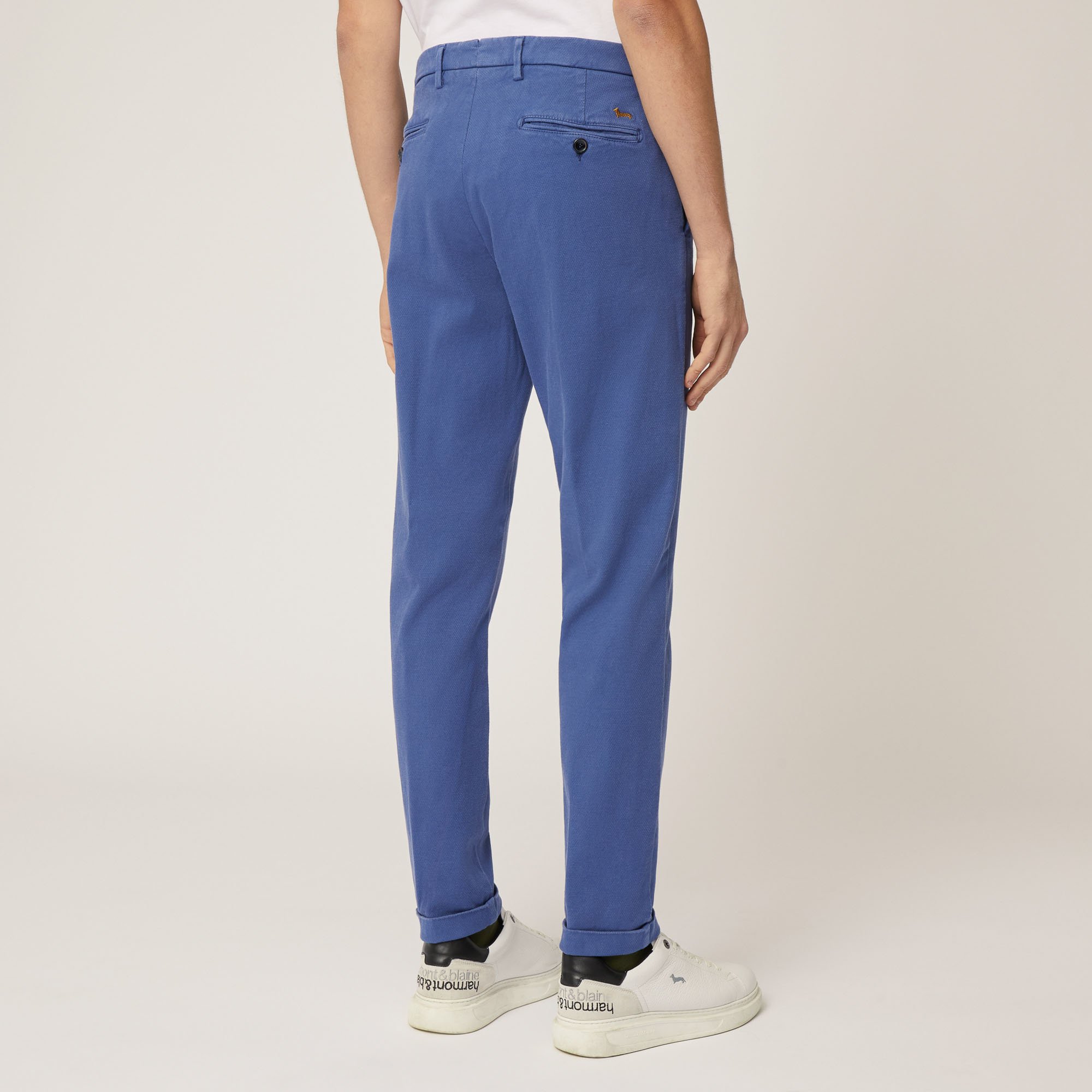 Pantalone In Cotone Stretch, Blu Chiaro, large image number 1