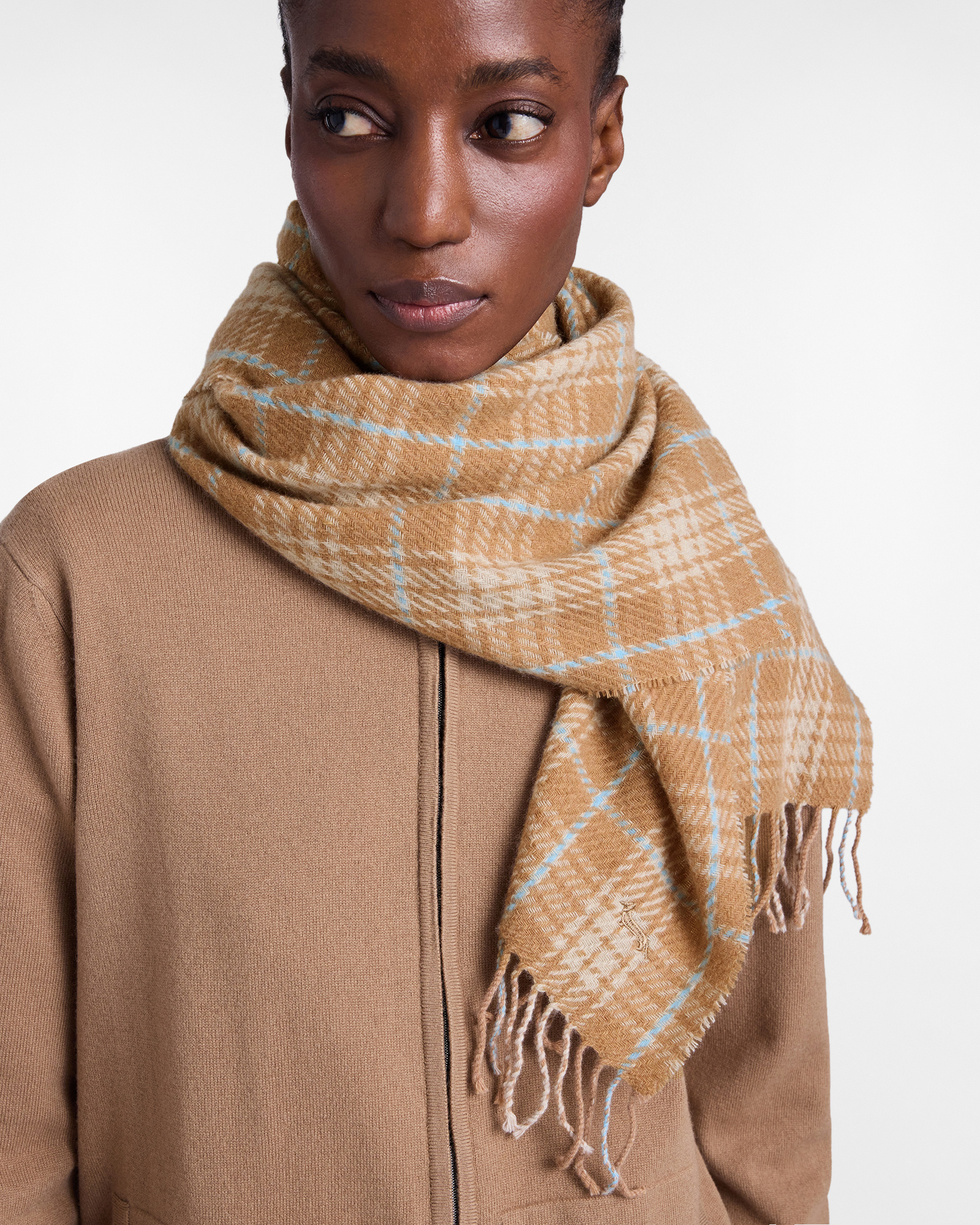 Sciarpa in Puro Cashmere "Cortina a Colori", Beige, large image number 3