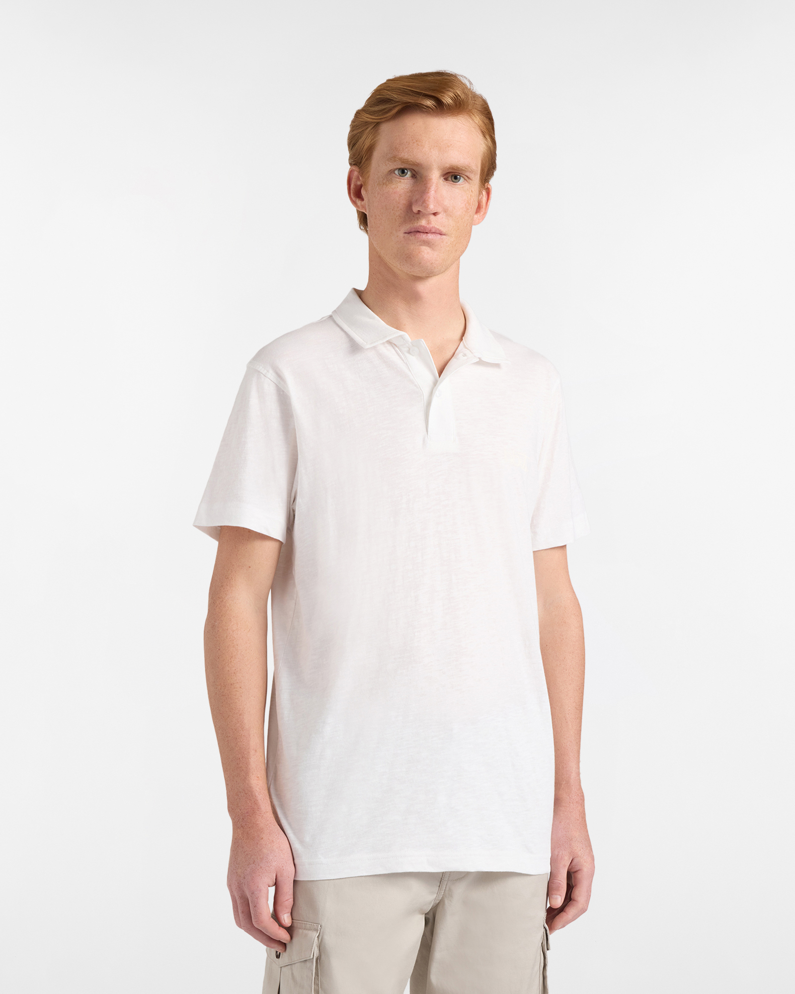 Polo uomo regular fit tinta unita collo classico, Uomo, Bianco naturale, Taglia: S