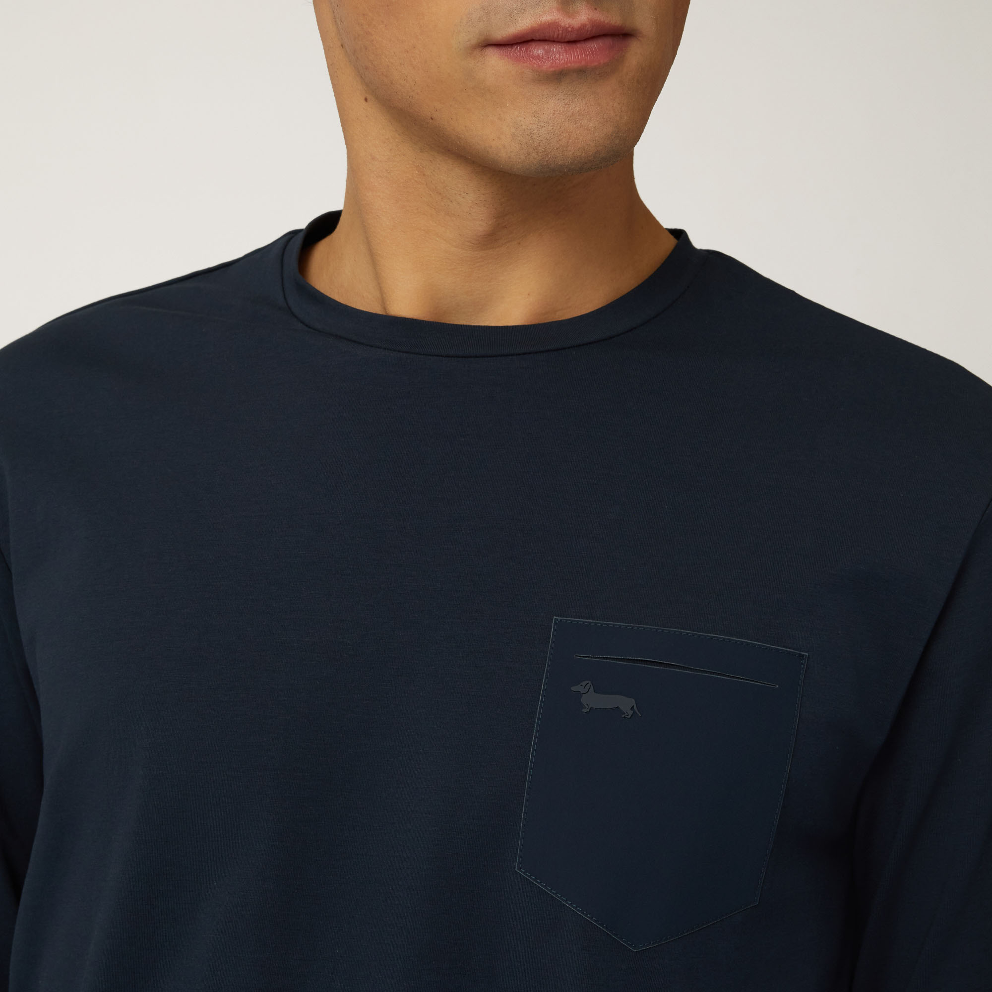 T-Shirt A Maniche Lunghe Con Taschino, Blu Navy, large image number 2