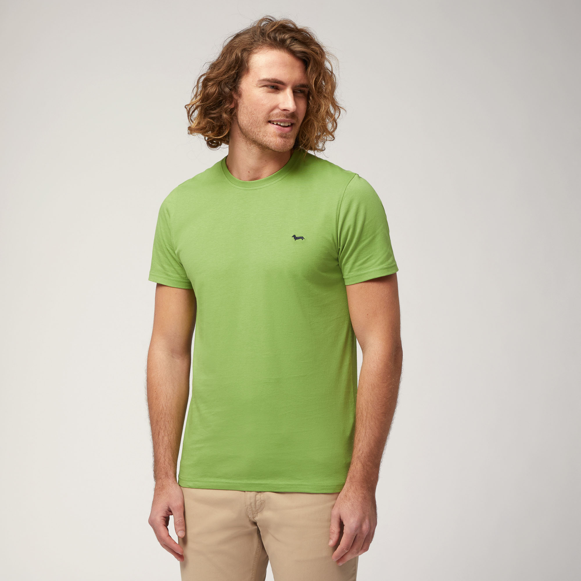 T-Shirt with Contrasting Logo, Green, large
