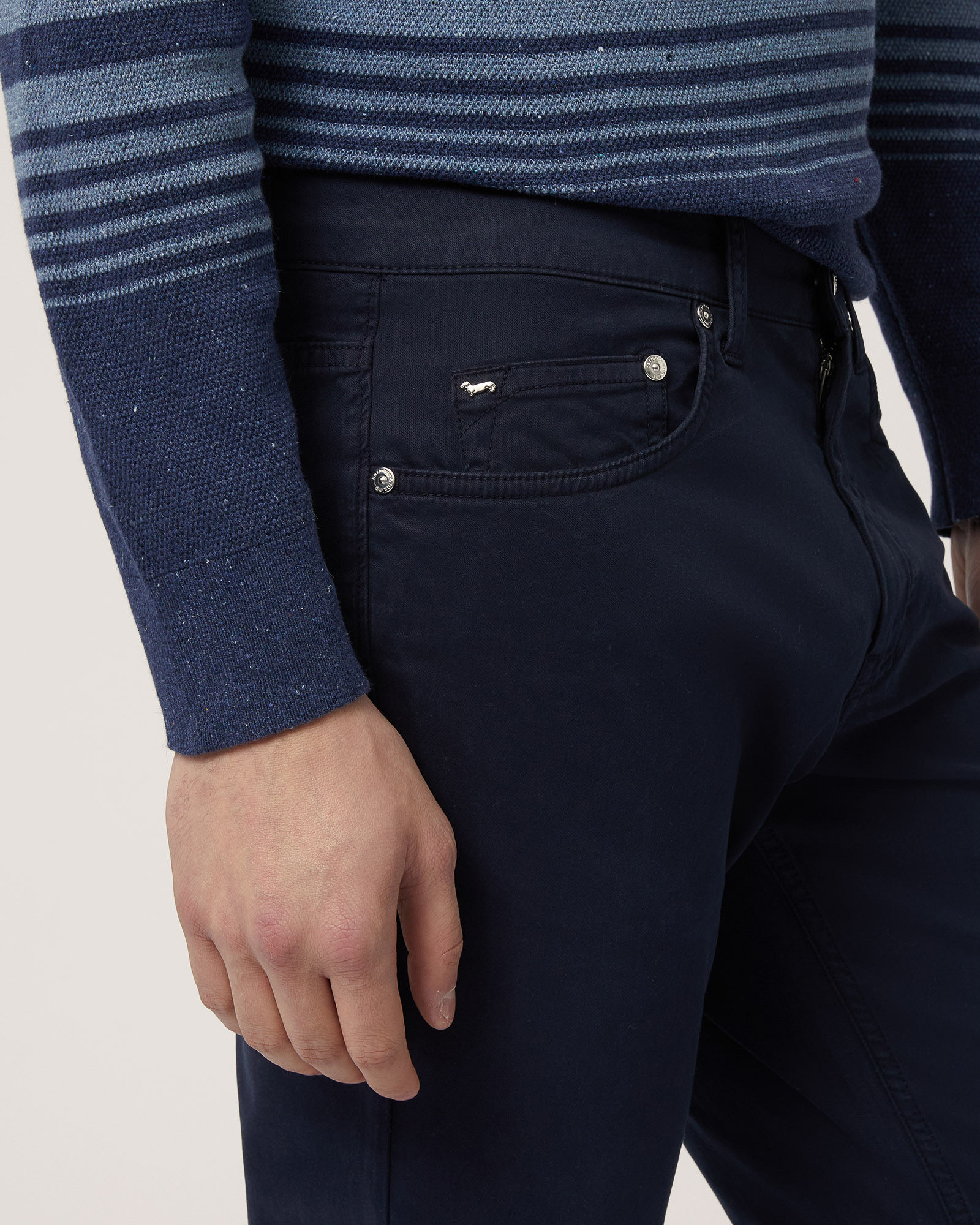Narrow Five-Pocket Pants, Navy Blue, large image number 2