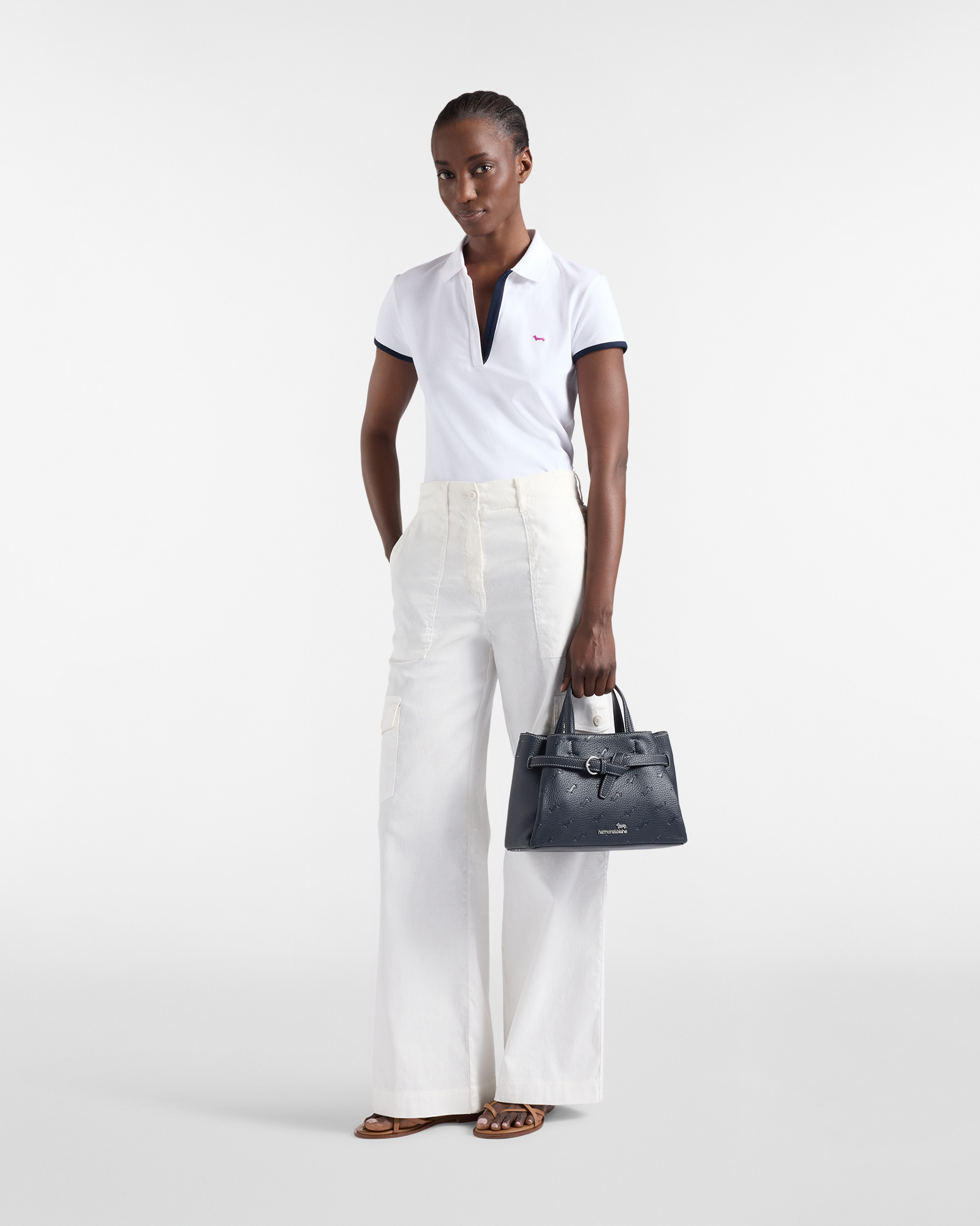 Women's slim-fit polo shirt, White, large image number 3