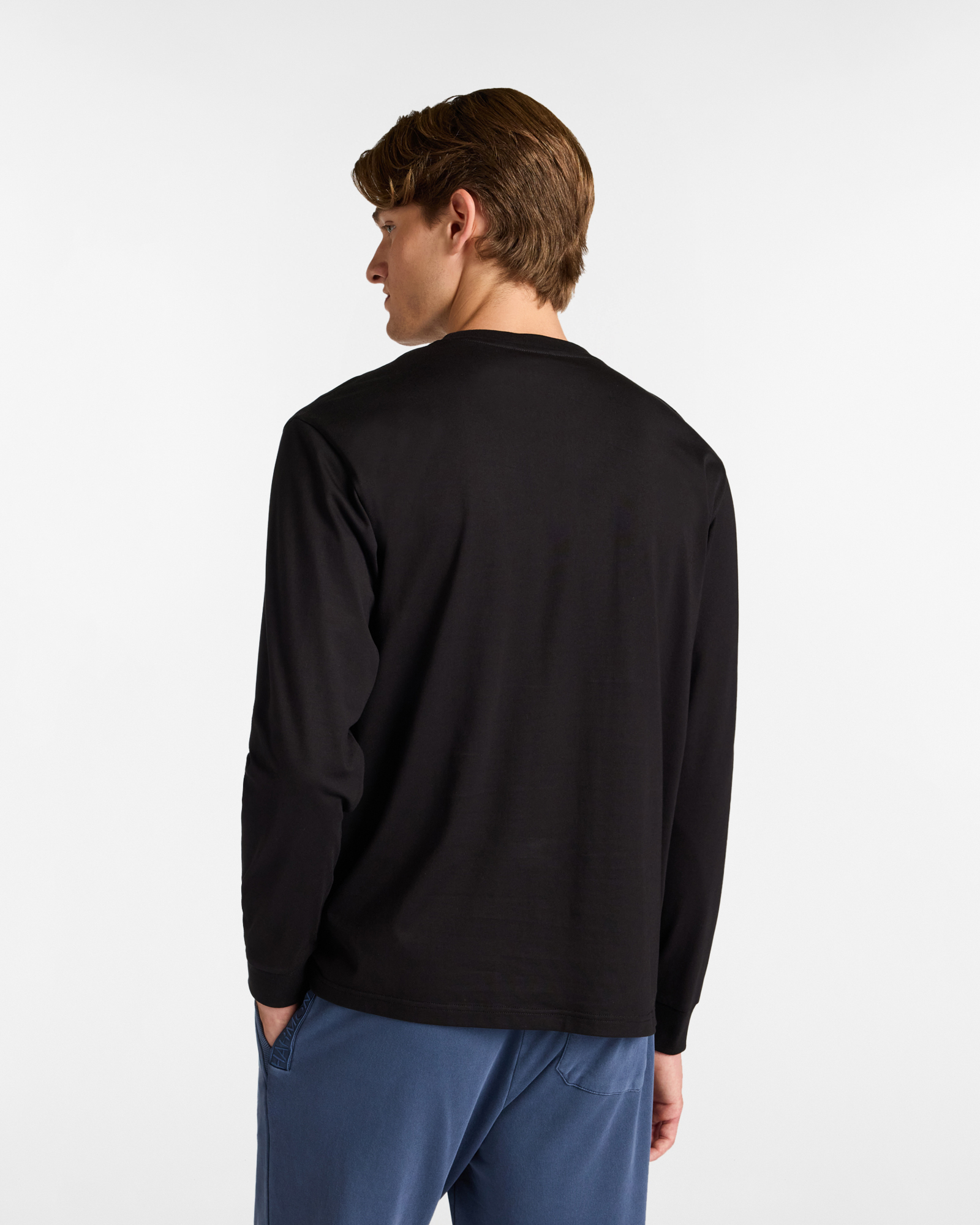 Long Sleeve T-Shirt with Pocket, Black, large image number 1