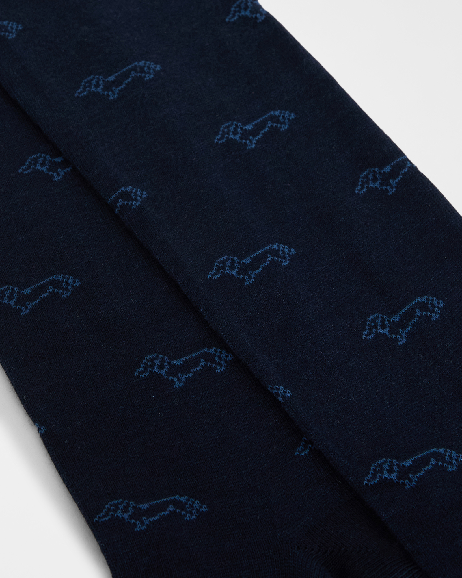 Long socks with all-over dachshund, Blue, large image number 1