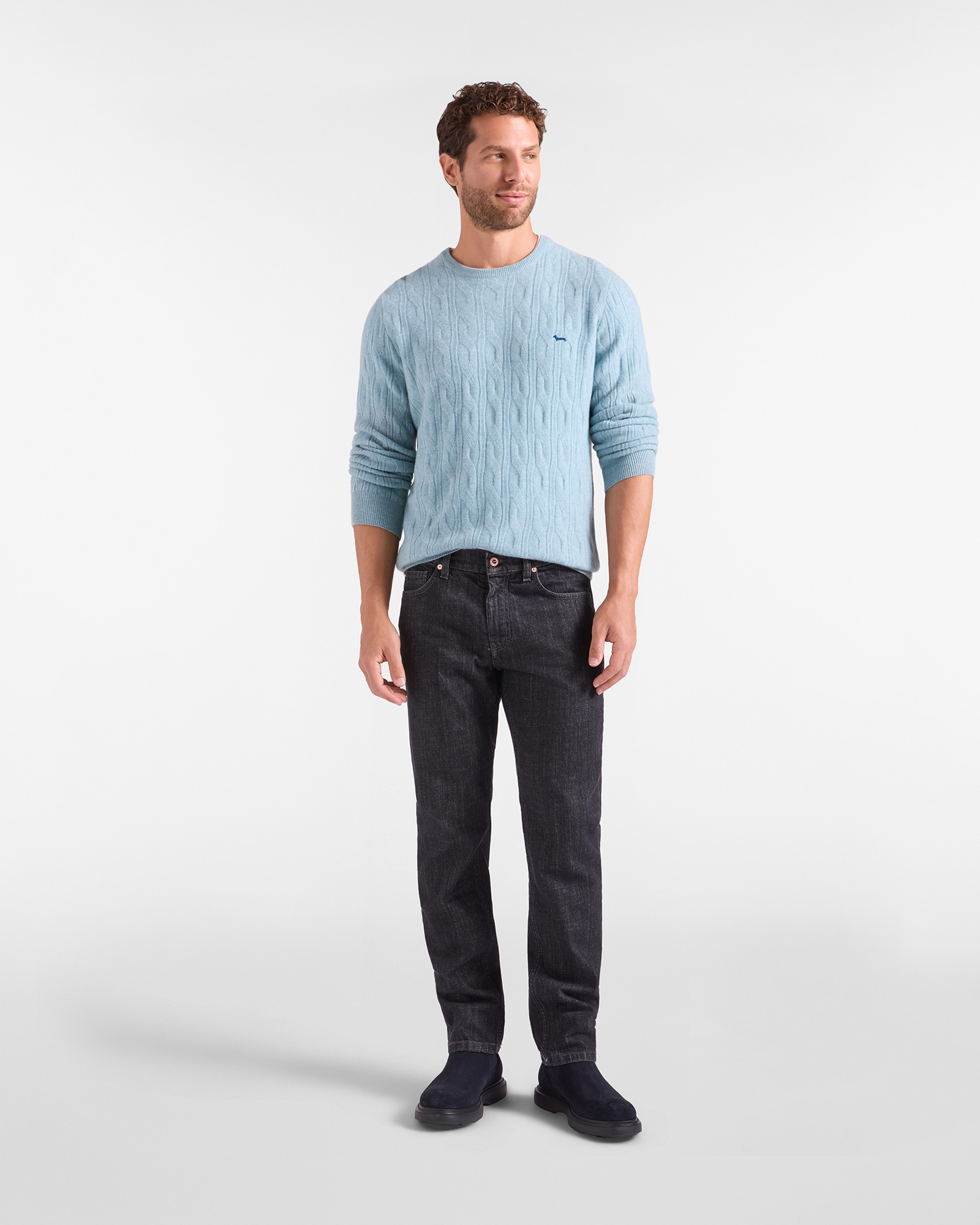 Men's Made in Italy sweater in 100% pure cashmere with regular fit, LIGHT BLUE, large