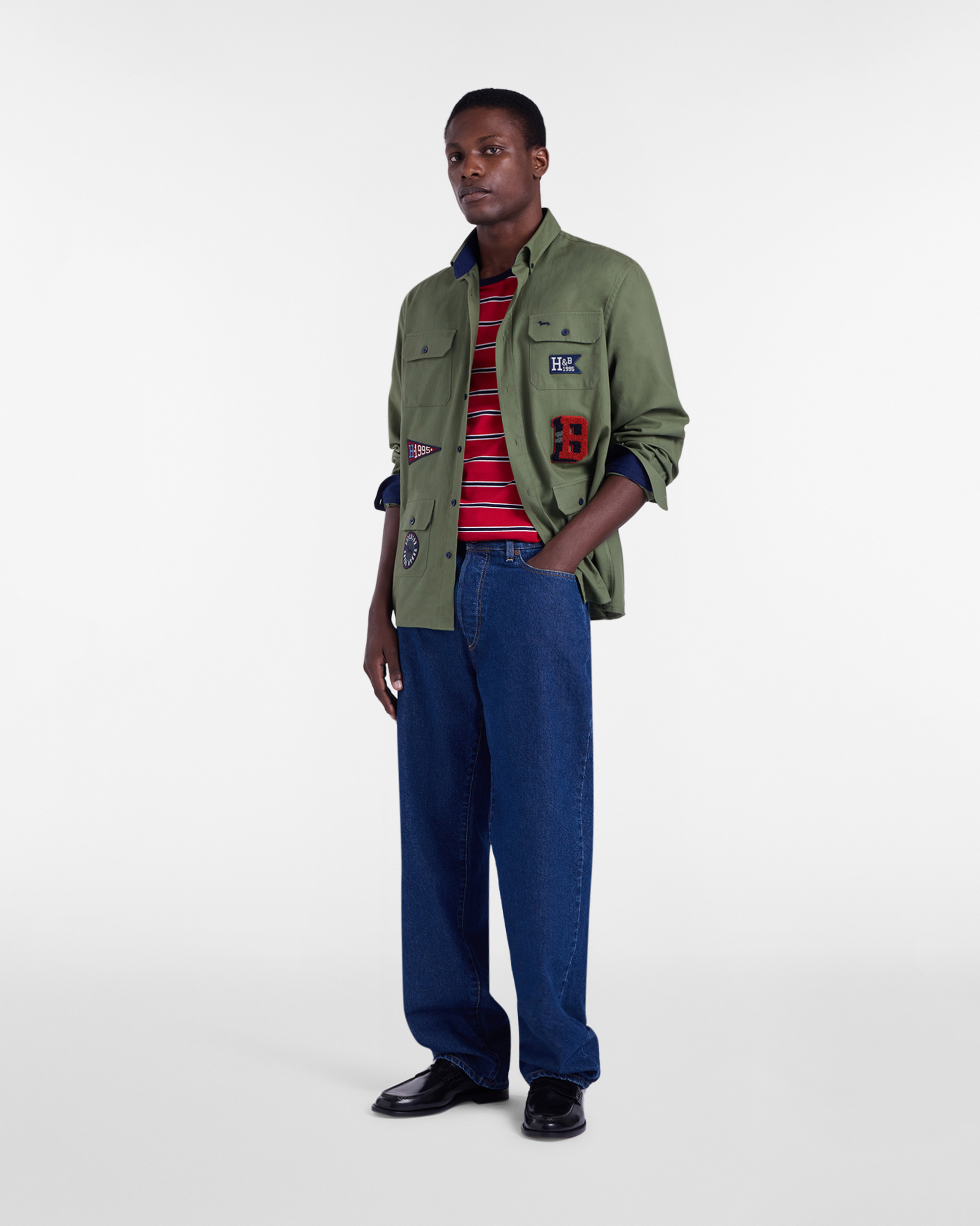 Camicie con patches, Verde, large image number 3
