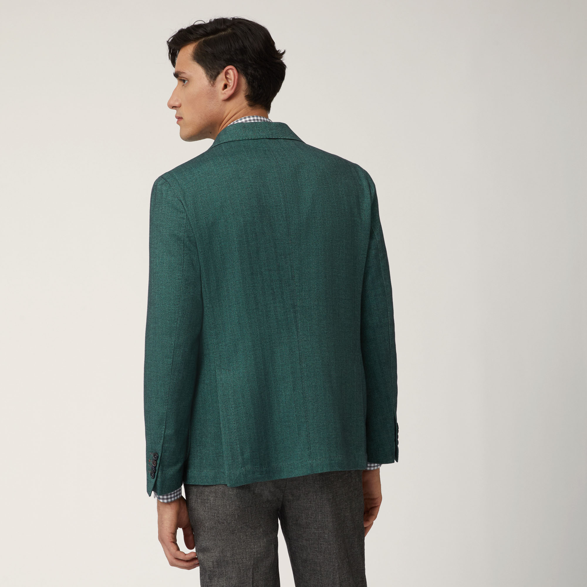 Blazer In Cotone Armaturato, Verde, large image number 1