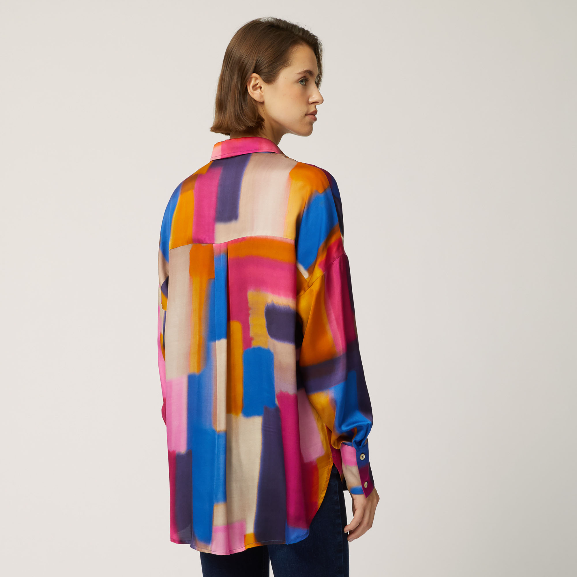 Art Academy Boxy Shirt With Brushstroke Print, Fuchsia, large image number 1