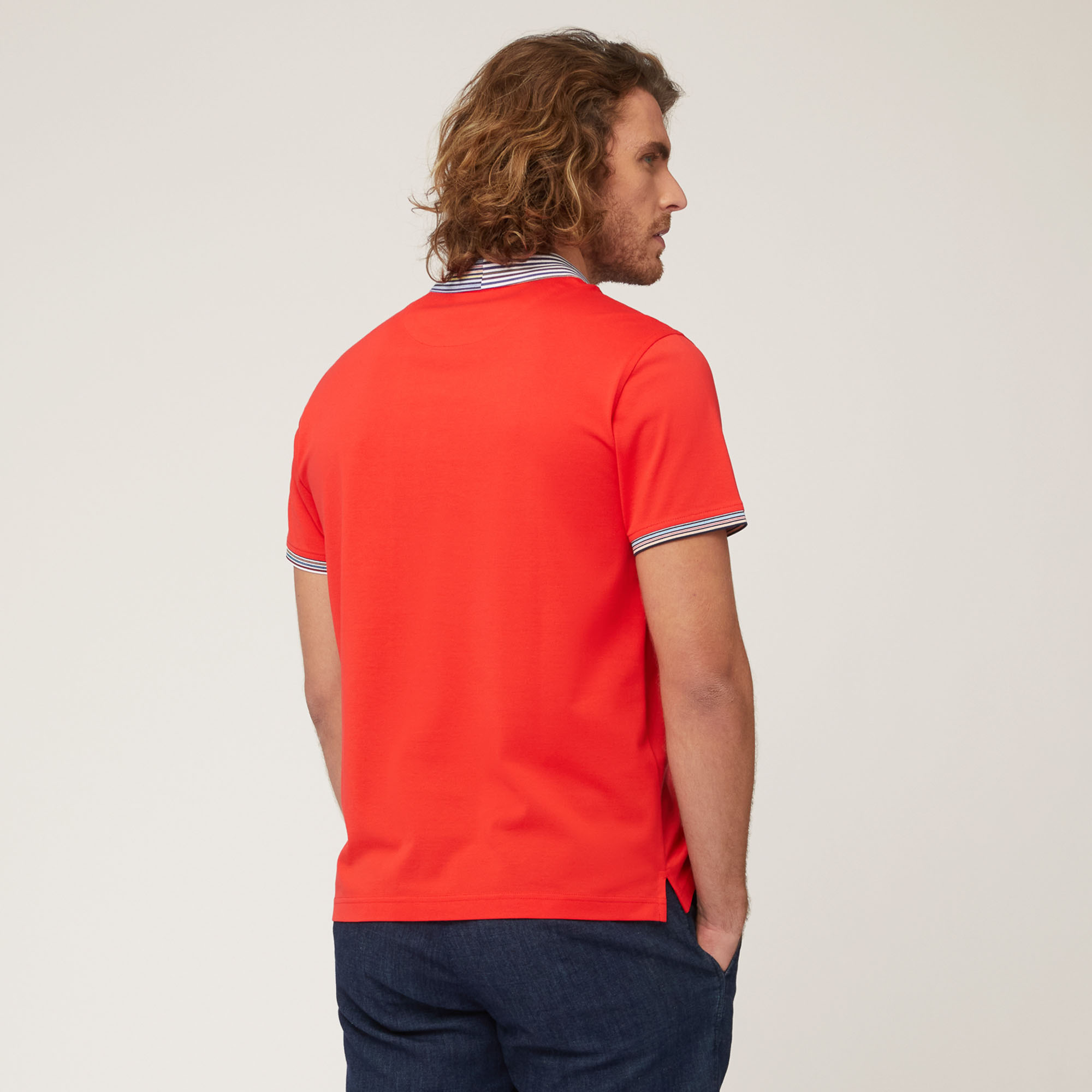 Polo with Contrasting Print, Light Red, large image number 1