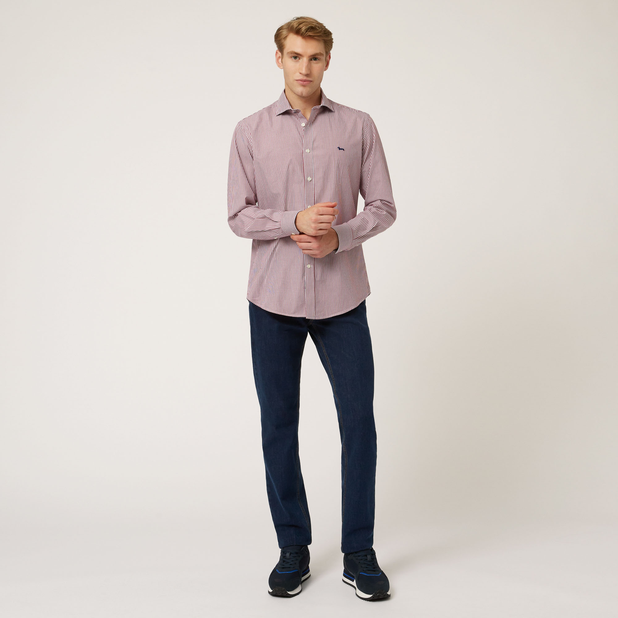 Organic Cotton Shirt With Micro Stripes, Red, large image number 3