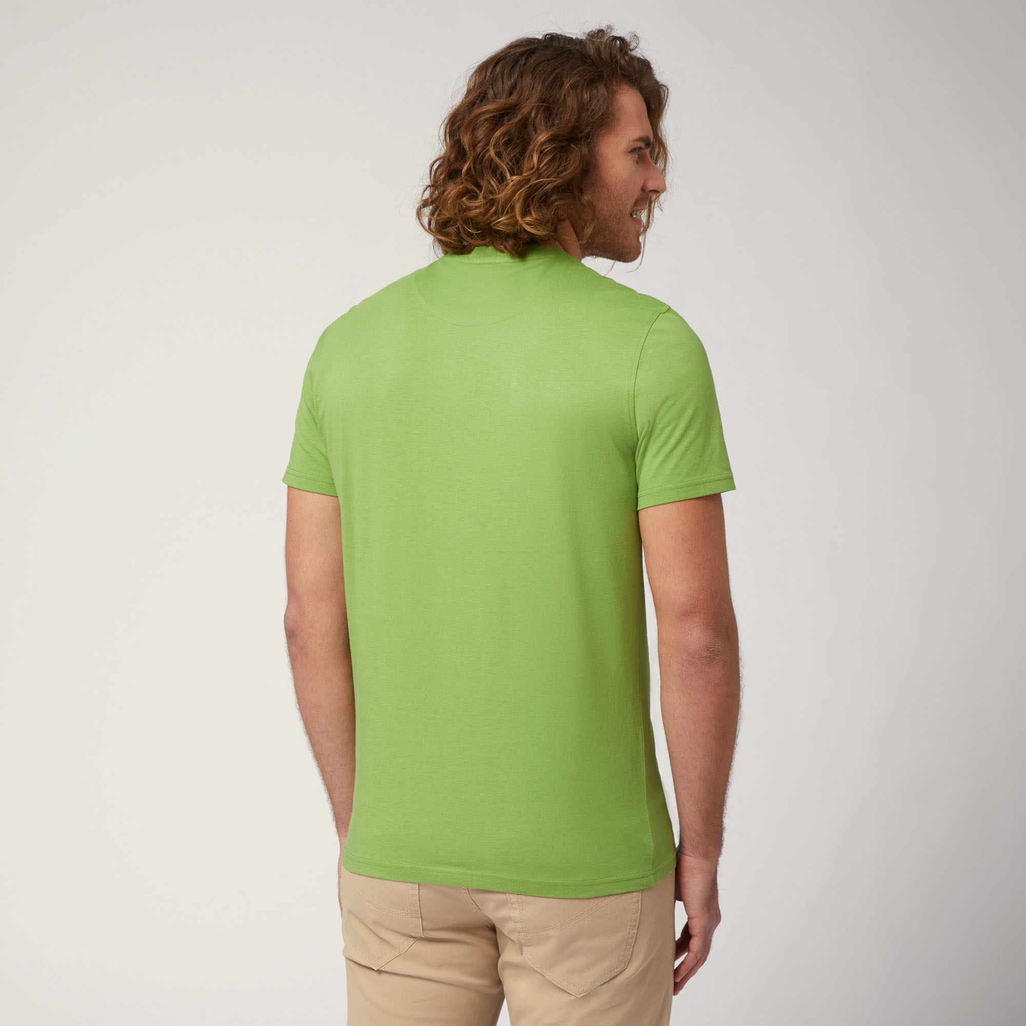 T-Shirt with Contrasting Logo, Green, large image number 1