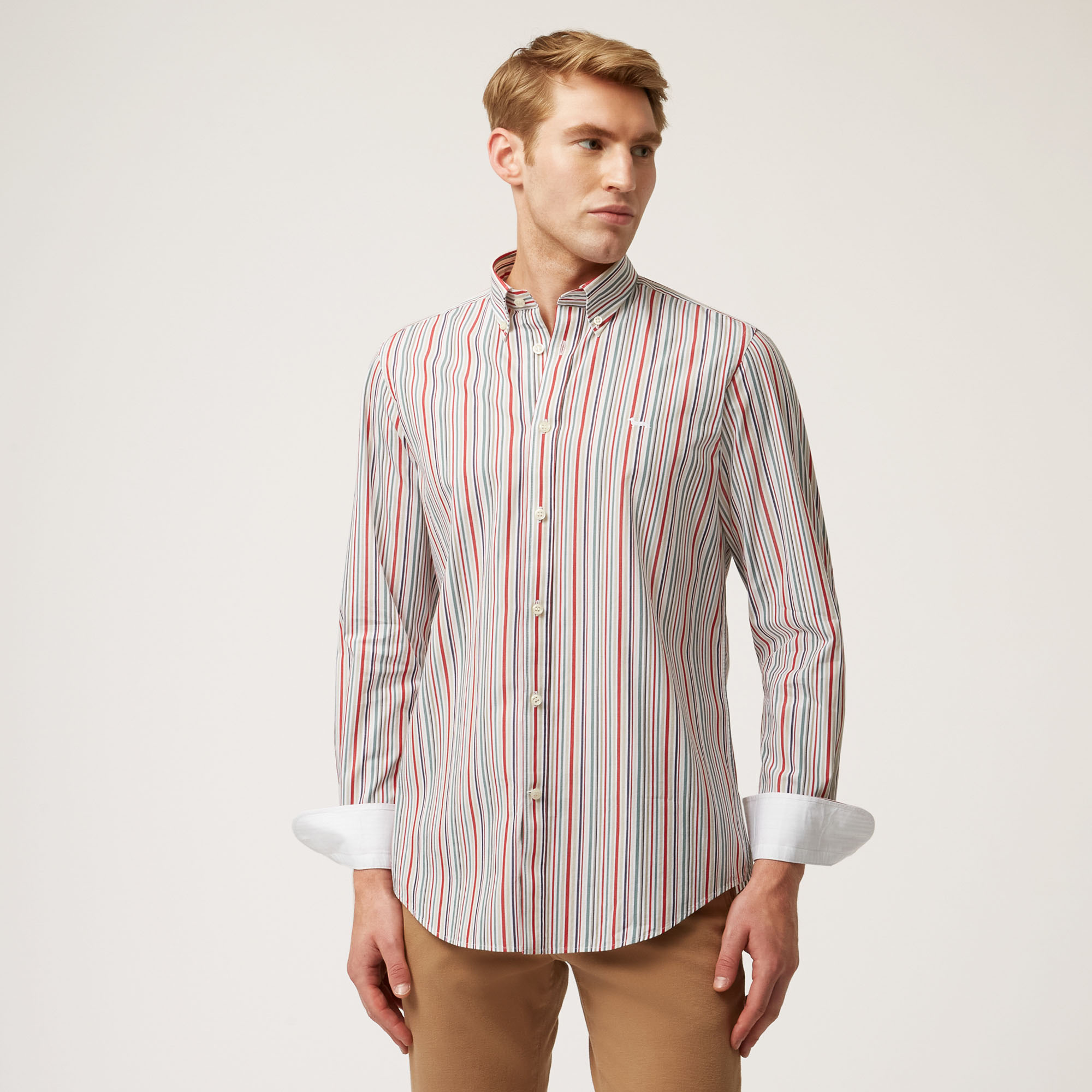 Camicia In Cotone Organico A Righe Art Academy, Rosso Sport, large image number 0