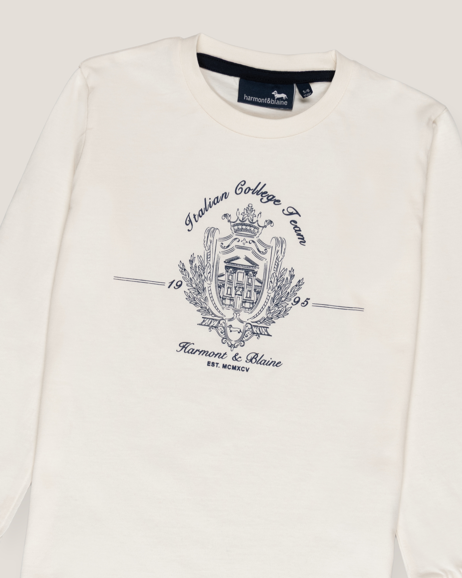 Long-sleeve t-shirt with ribbed cuffs, Ivory, large